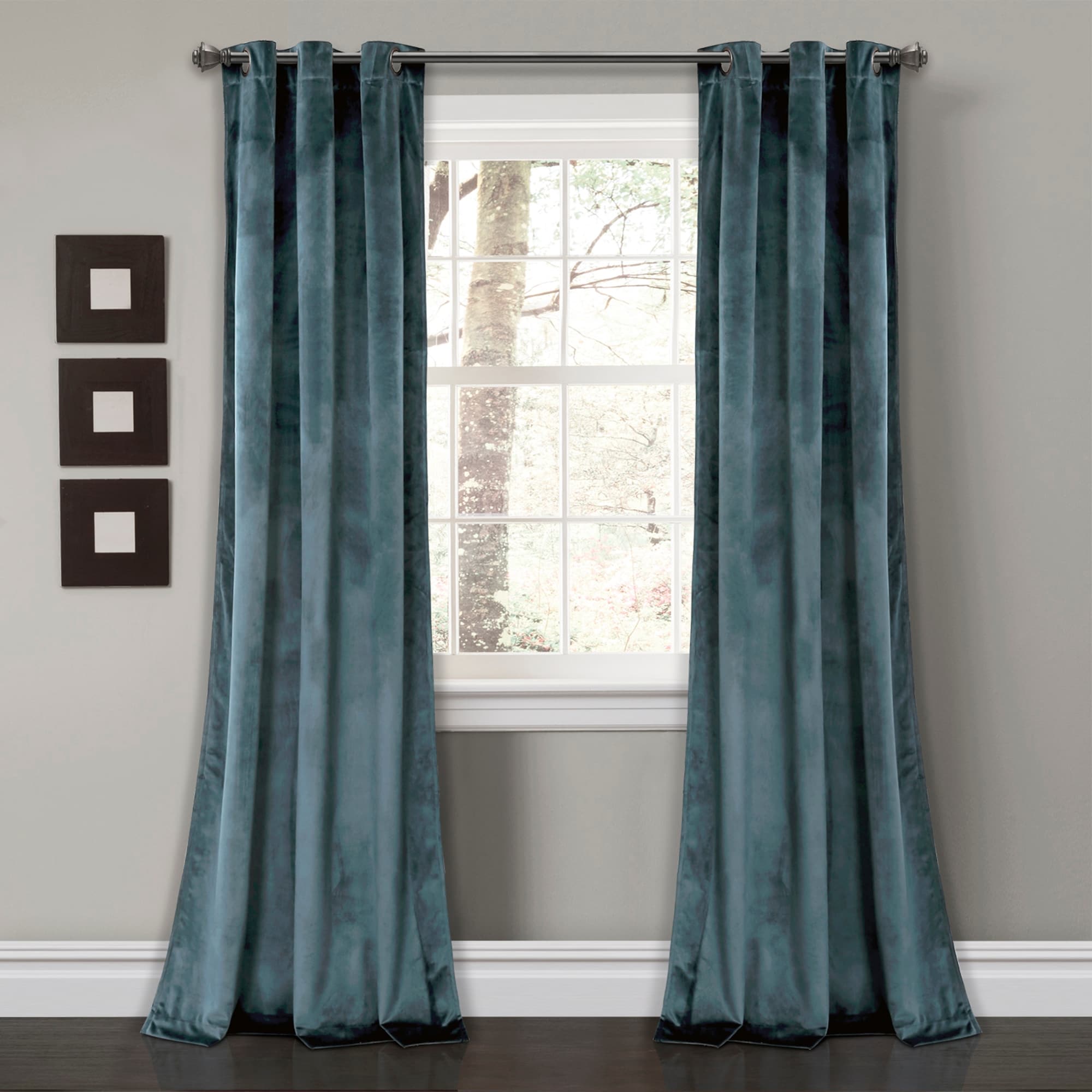 Porch & Den Lapeyrous Velvet Solid Room Darkening Window Curtain Panel Set