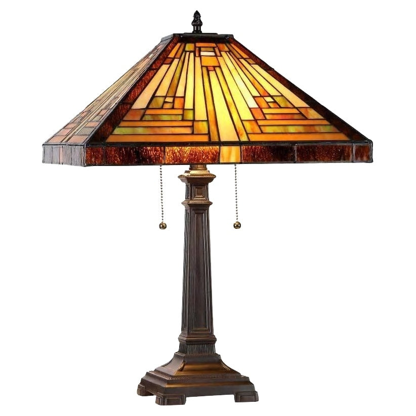 Tiffany Style Mission Design 2-light Dark Antique Bronze Table Lamp