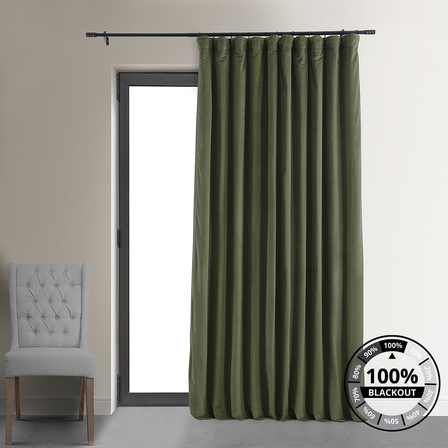 Exclusive Fabrics Signature Extra Wide Blackout Velvet Curtains (1 Panel) - Luxurious Blackout Drapes