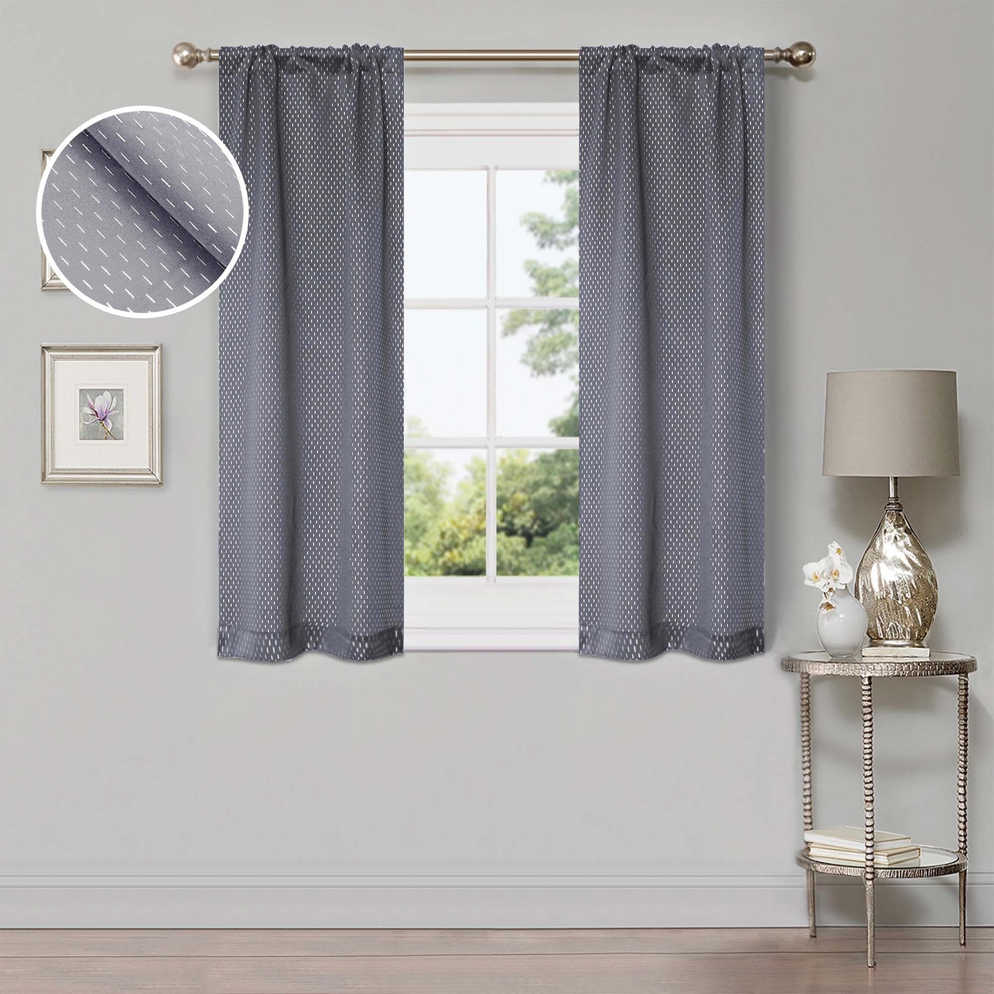 Superior Shimmer Washable Room Darkening Curtains, Set of 2 Panels