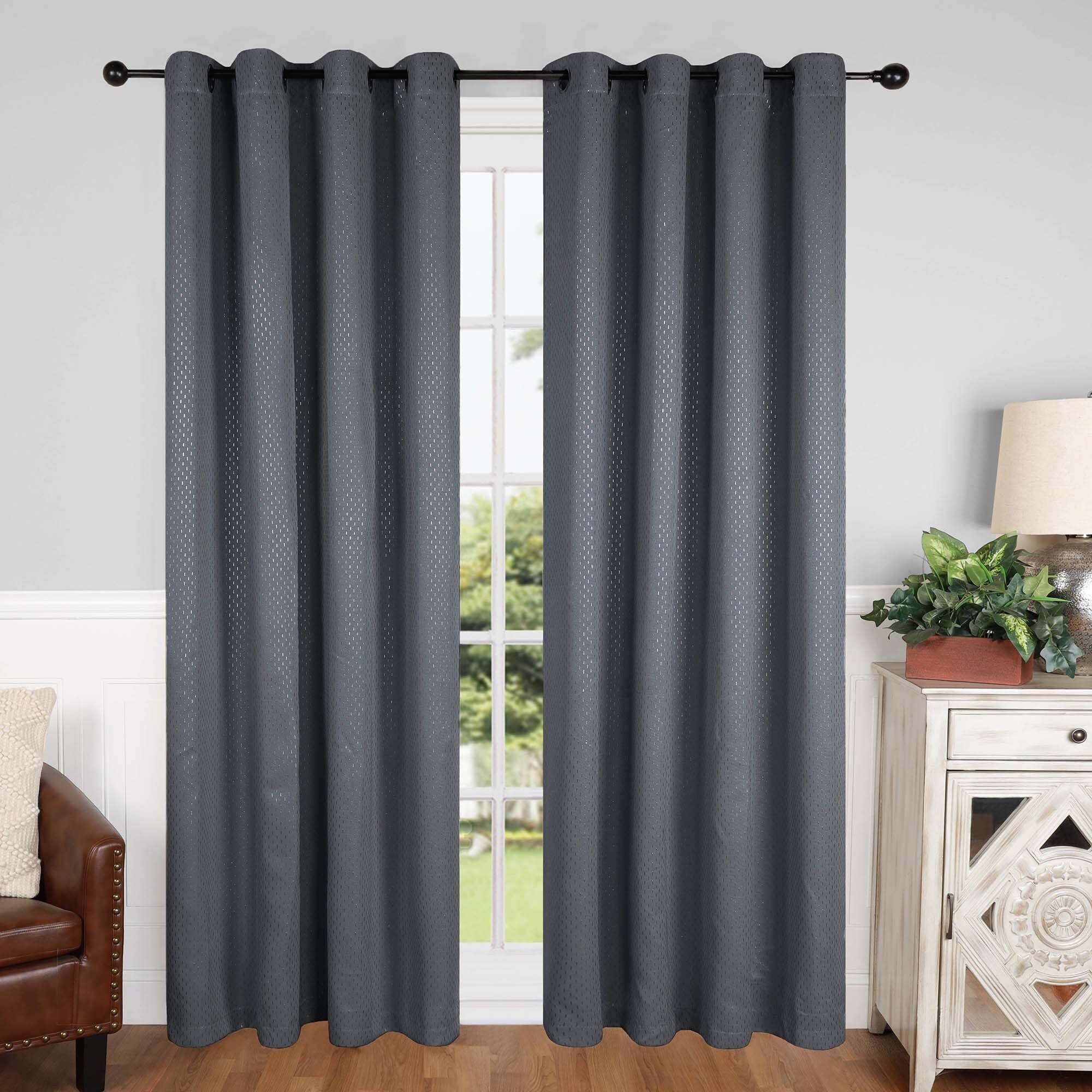 Superior Shimmer Washable Room Darkening Curtains, Set of 2 Panels