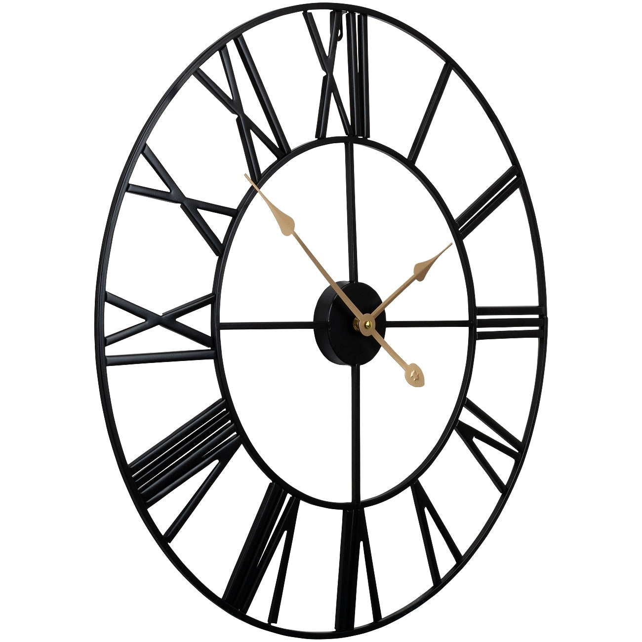 Sorbus Decorative Black & Gold Analog Roman Numeral Wall Clock - 24