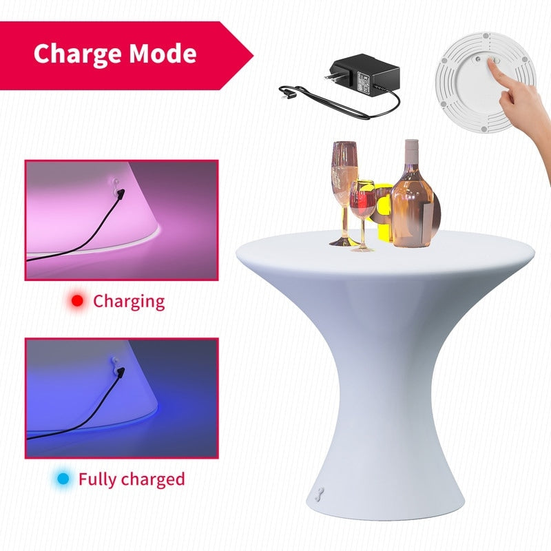 Mixoy Changing Colors LED Cocktail Table,Rechargeable Light Up Wine Table Cordless Pub Table,Home Patio Pool Ambiance Furniture