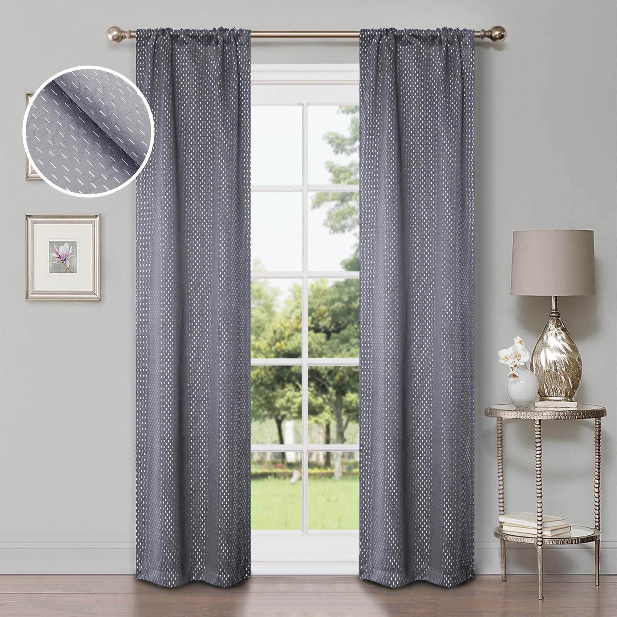 Superior Shimmer Washable Room Darkening Curtains, Set of 2 Panels