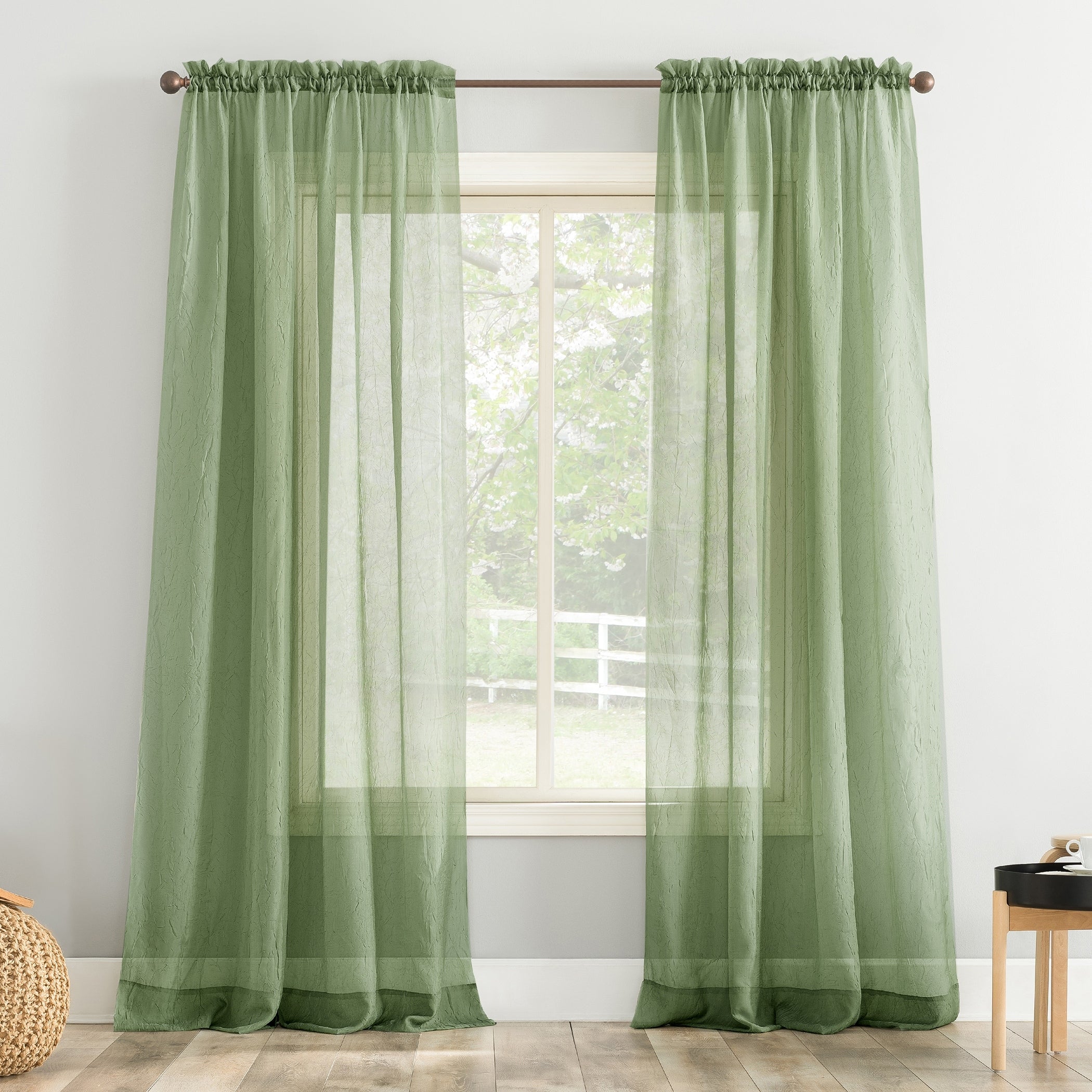 No. 918 Erica Crushed Voile Sheer Rod Pocket 1-Piece Curtain Panel, Single Panel