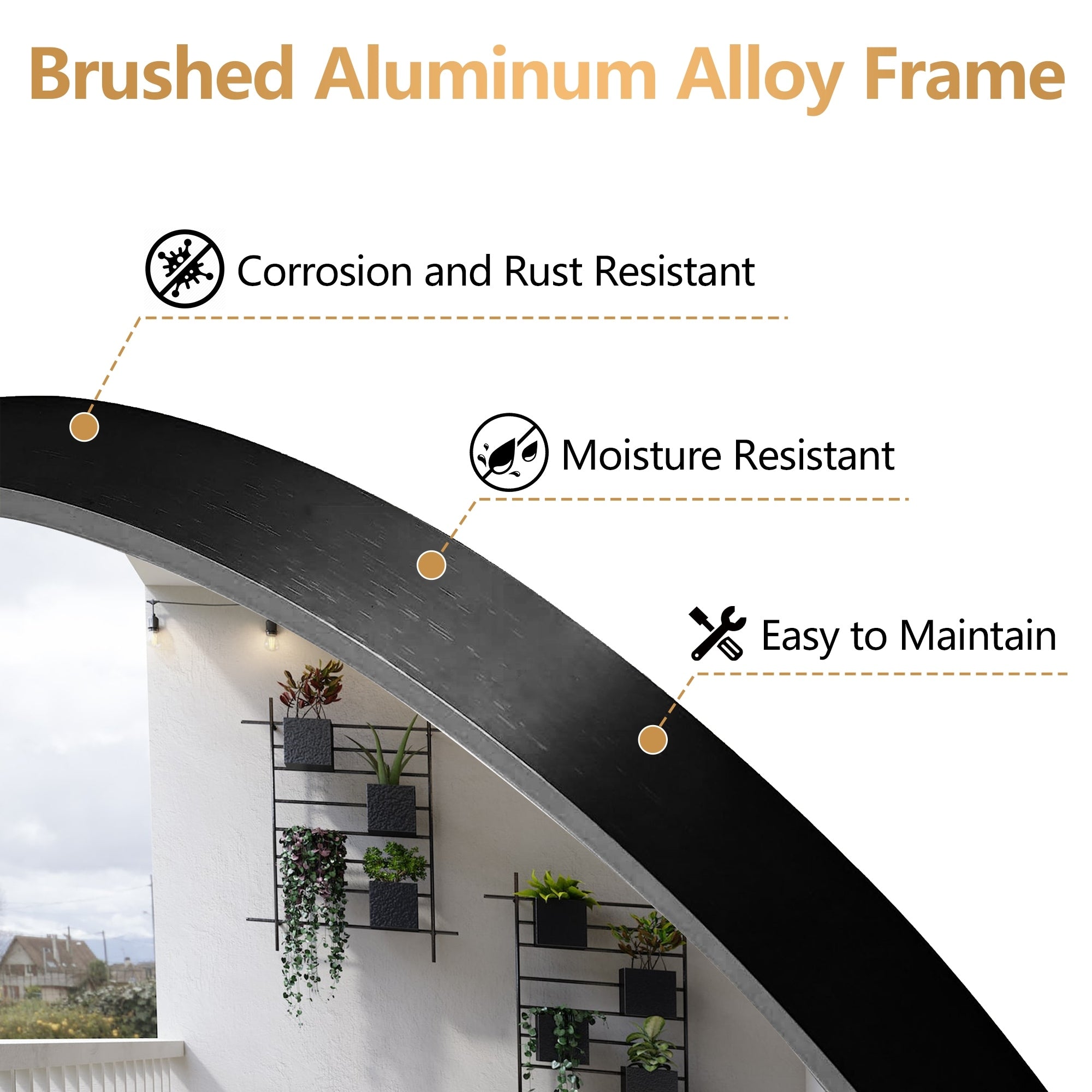 Arched Full Length Mirror with Stand Aluminum Alloy Frame,Wall-Mounted Mirror,Floor Dressing Mirror