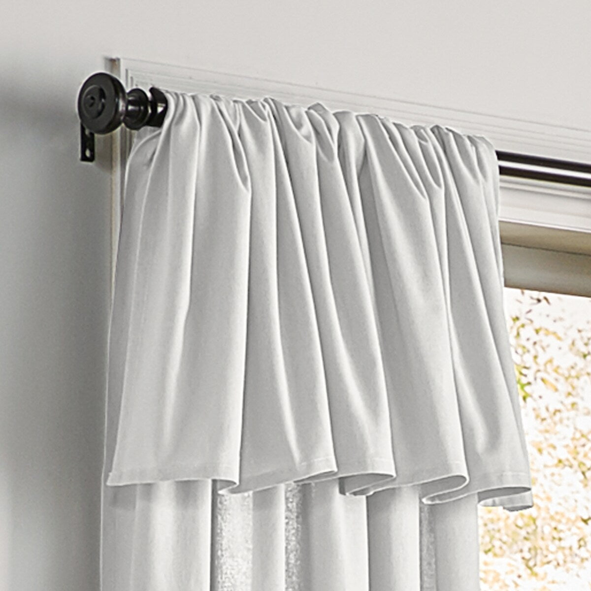 Mercantile Drop Cloth Light Filtering Ring Top Tab Farmhouse Curtain Panel with Valance