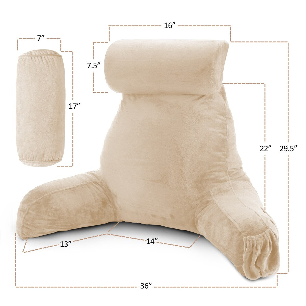 Nestl Memory Foam Reading Pillow with Backrest, Arms and Pockets