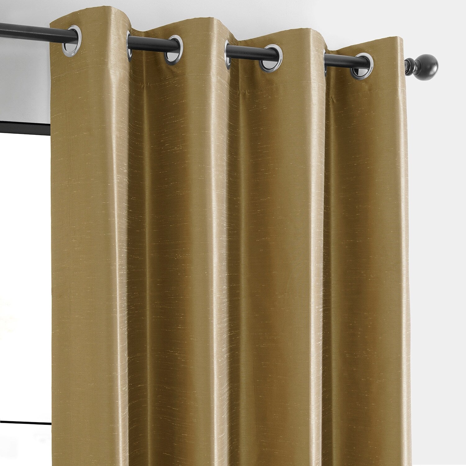 Exclusive Fabrics Textured Dupioni Faux Silk Blackout Grommet Curtain Panel