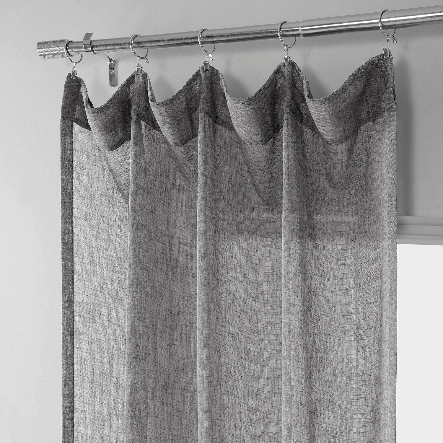 Exclusive Fabrics Solid Faux Linen Sheer Curtain (1 Panel)