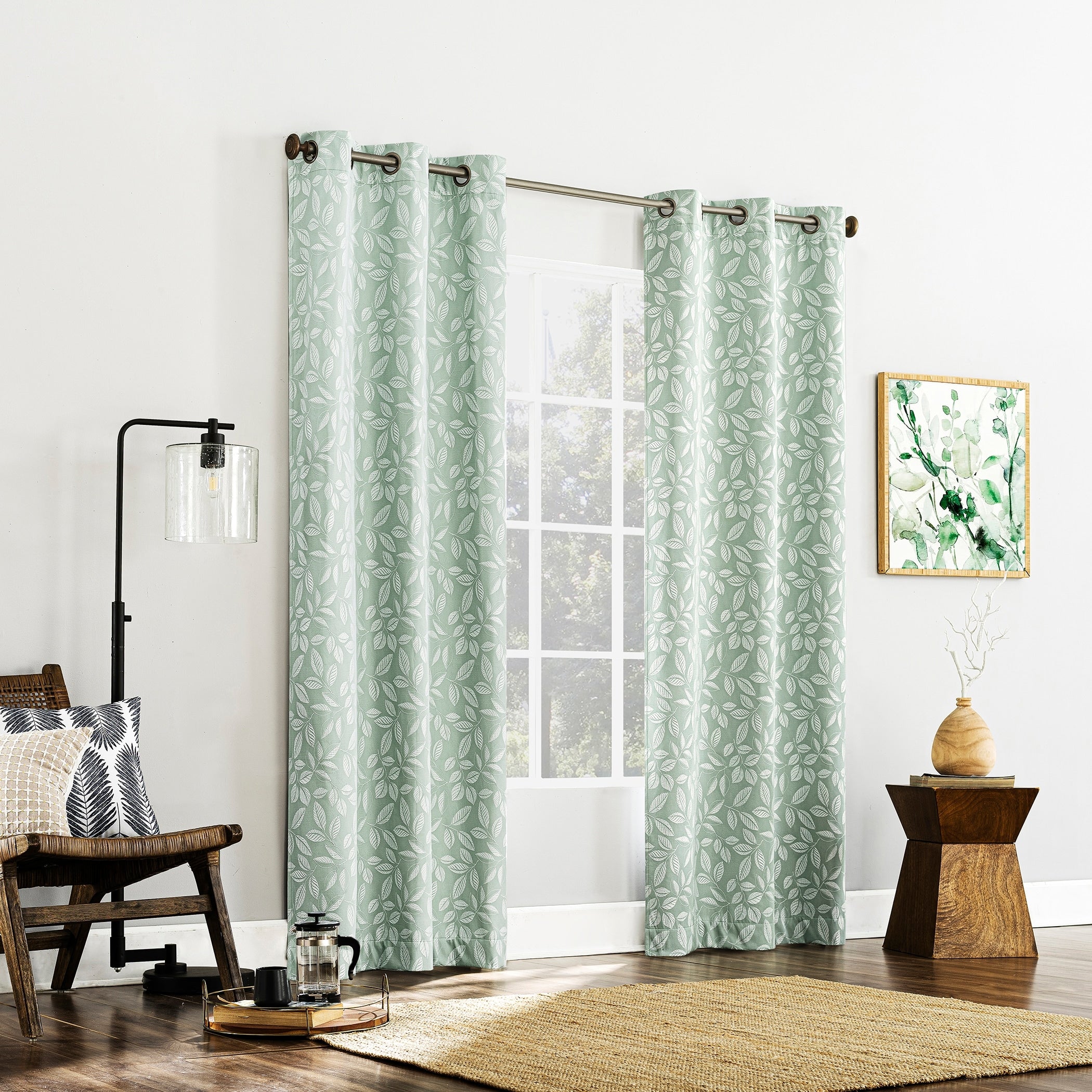 Sun Zero Satti Embroidered Leaf Total Blackout Grommet Curtain Panel, Single Panel