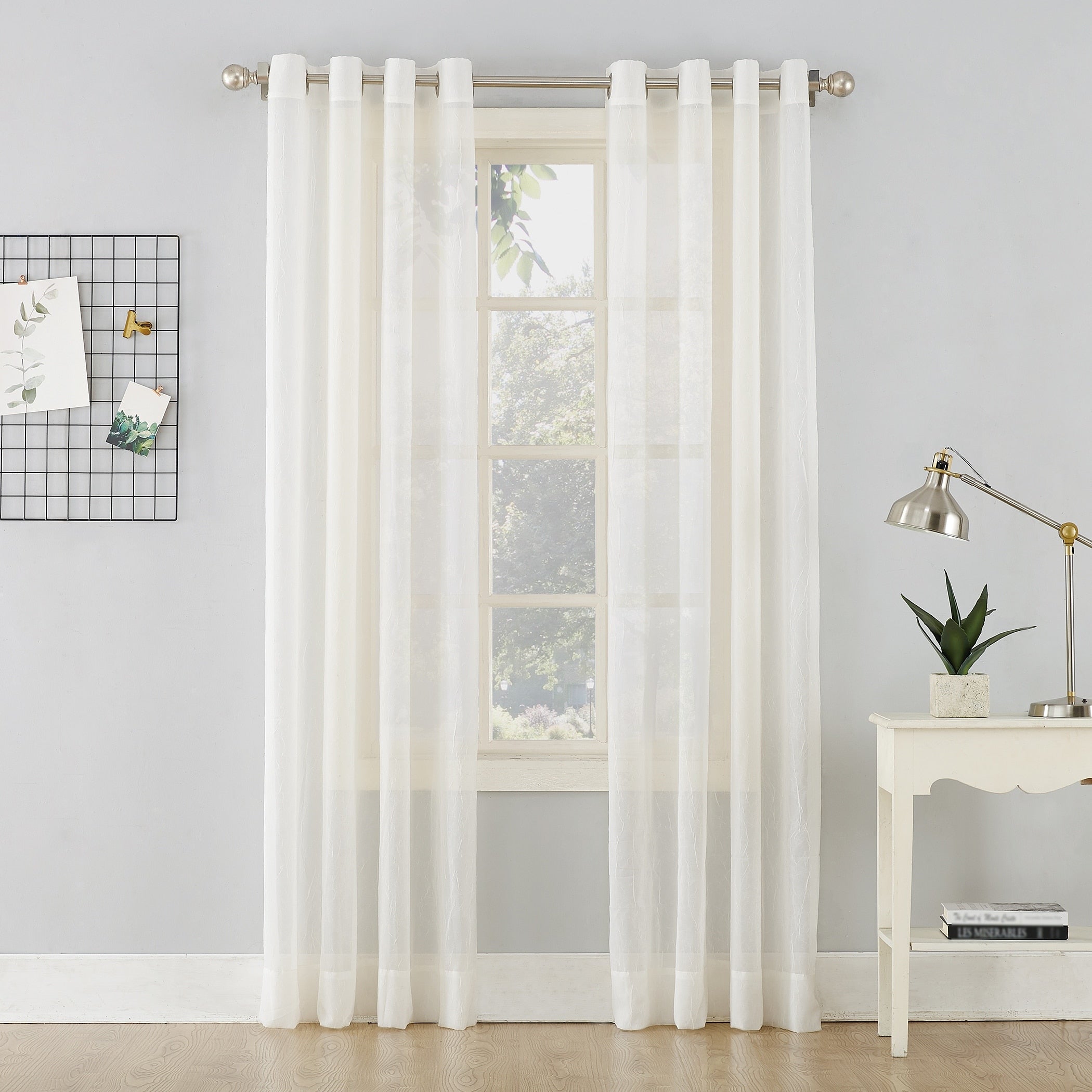 No. 918 Erica Crushed Voile Sheer Grommet Curtain Panel, Single Panel