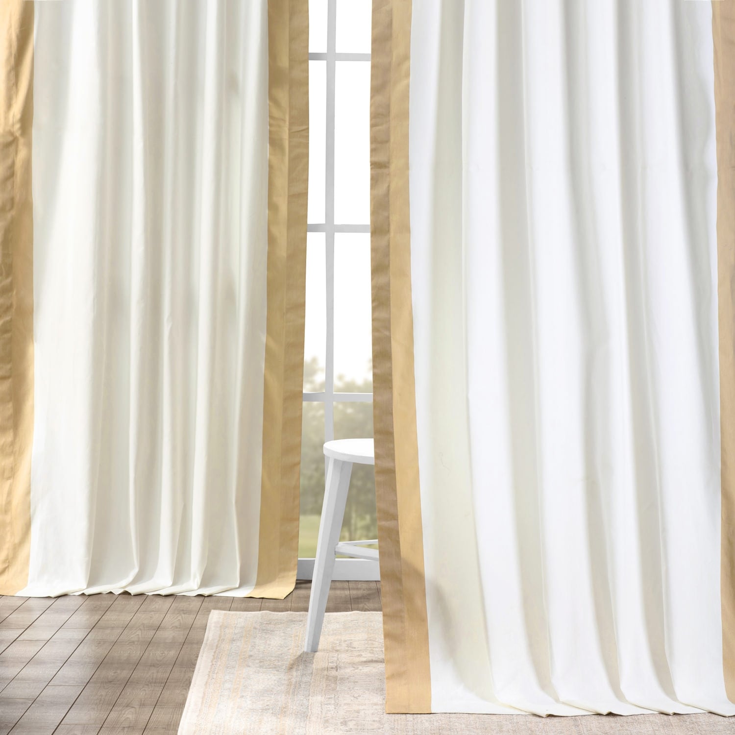 Exclusive Fabrics Urban Borders Vertical Colorblock Panama Cotton Curtain (1 Panel)