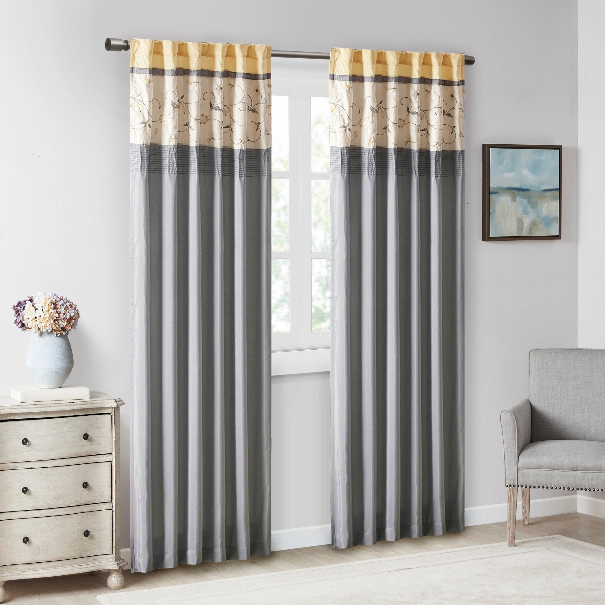 Madison Park Belle Embroidered Window Curtain Panel