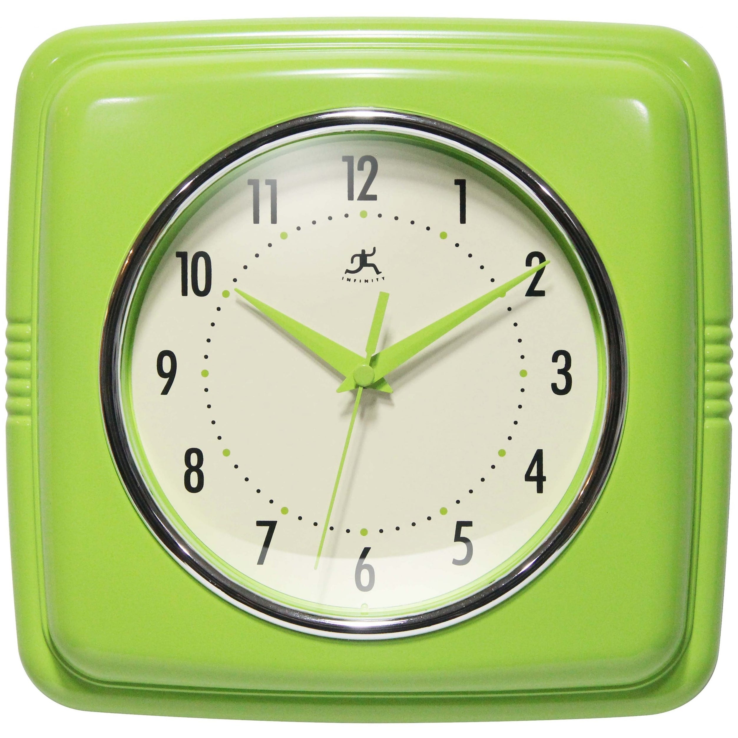 Infinity Instruments Retro 9.25-inch Square Wall Clock - 9.25 x 1.875 x 9.5