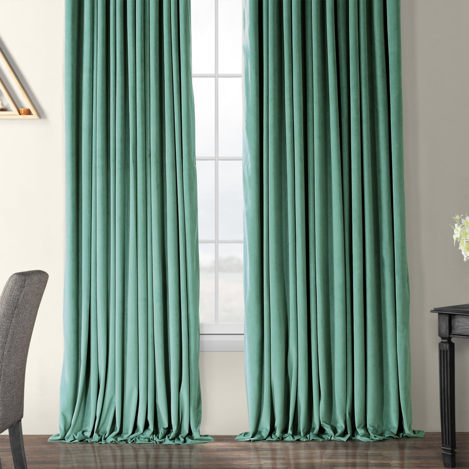 Exclusive Fabrics Signature Extra Wide Blackout Velvet Curtains (1 Panel) - Luxurious Blackout Drapes