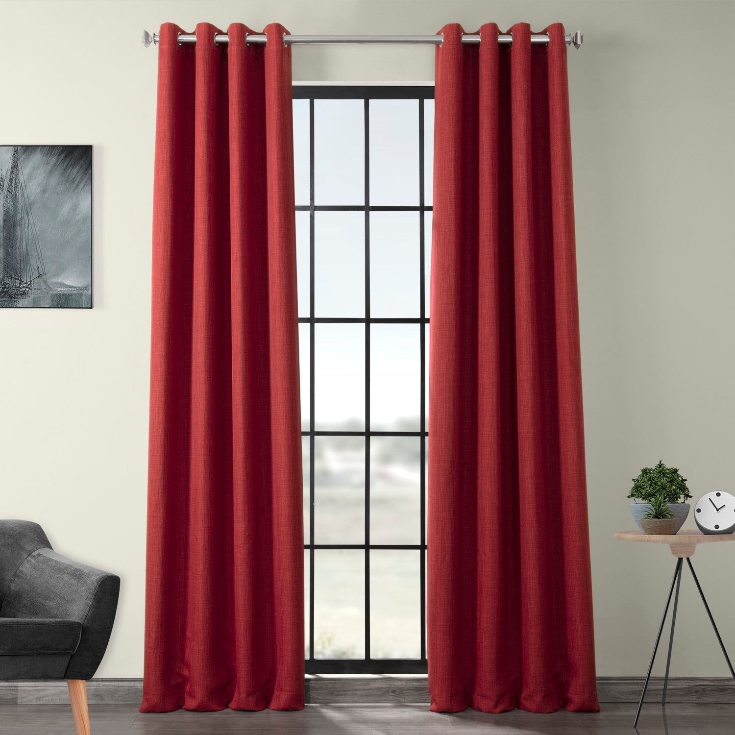 Exclusive Fabrics Faux Linen Grommet Room Darkening Curtain (1 Panel)