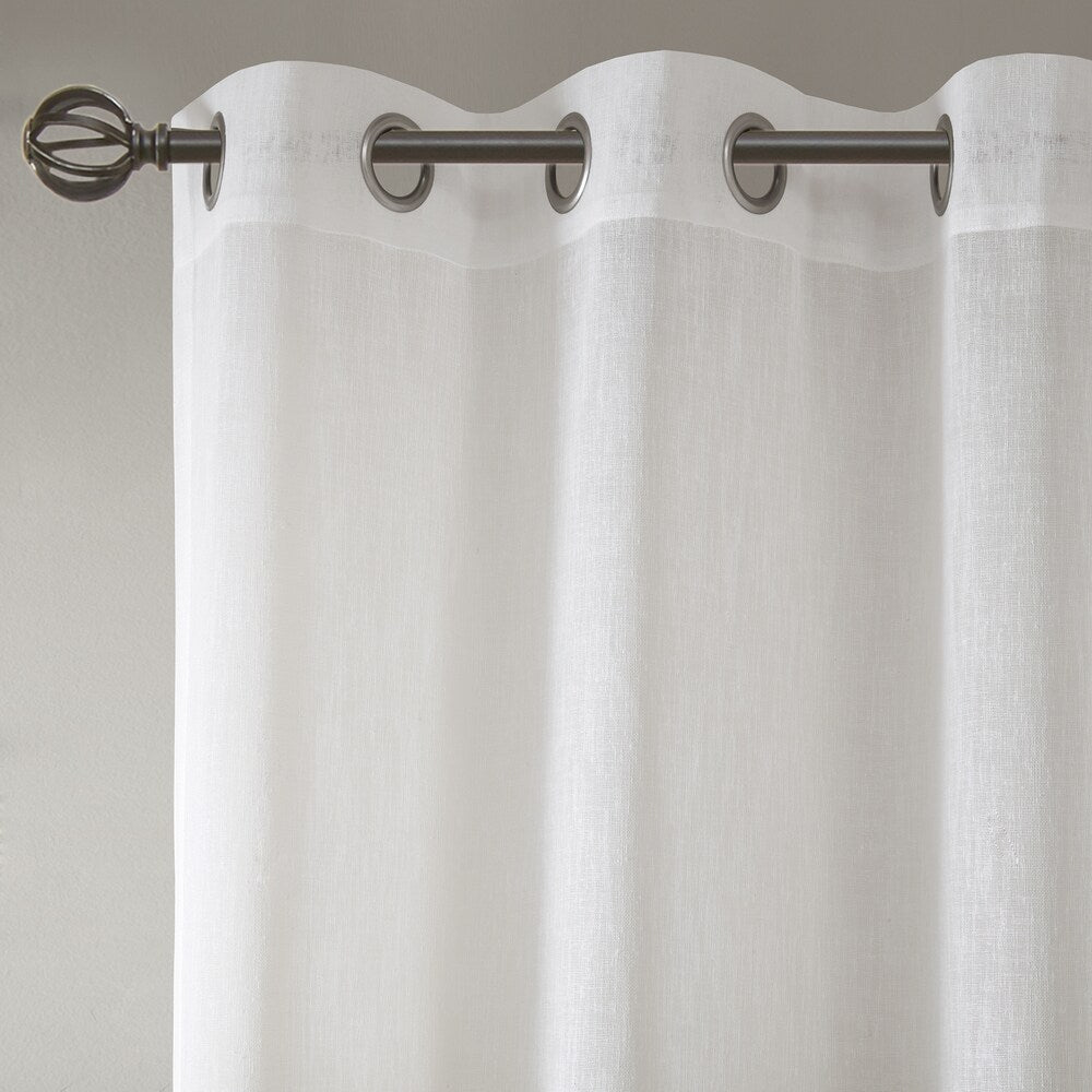 Madison Park Jasper Woven Faux Linen Striped Window Curtain Sheer