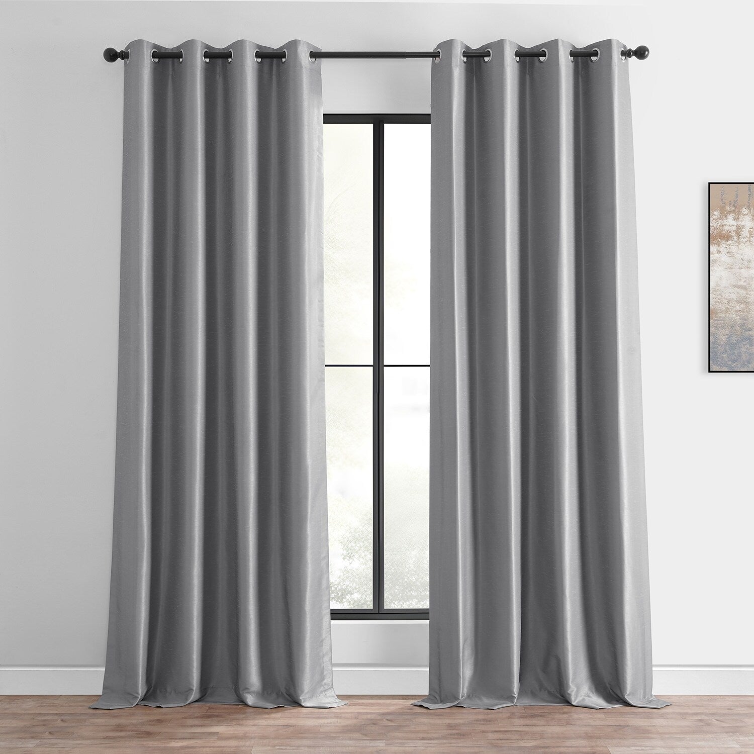 Exclusive Fabrics Textured Dupioni Faux Silk Blackout Grommet Curtain Panel