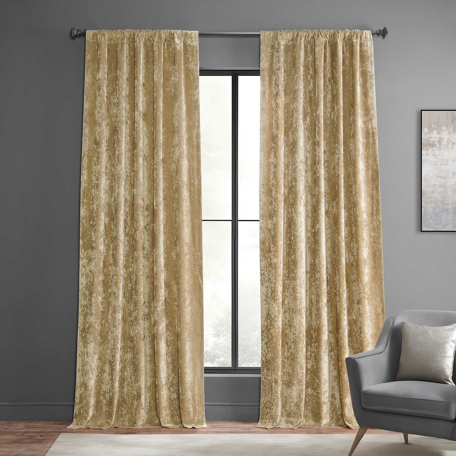 Exclusive Fabrics Lush Crush Velvet Curtains - Room Darkening Curtain for Bedroom & Living Room (1 Panel)