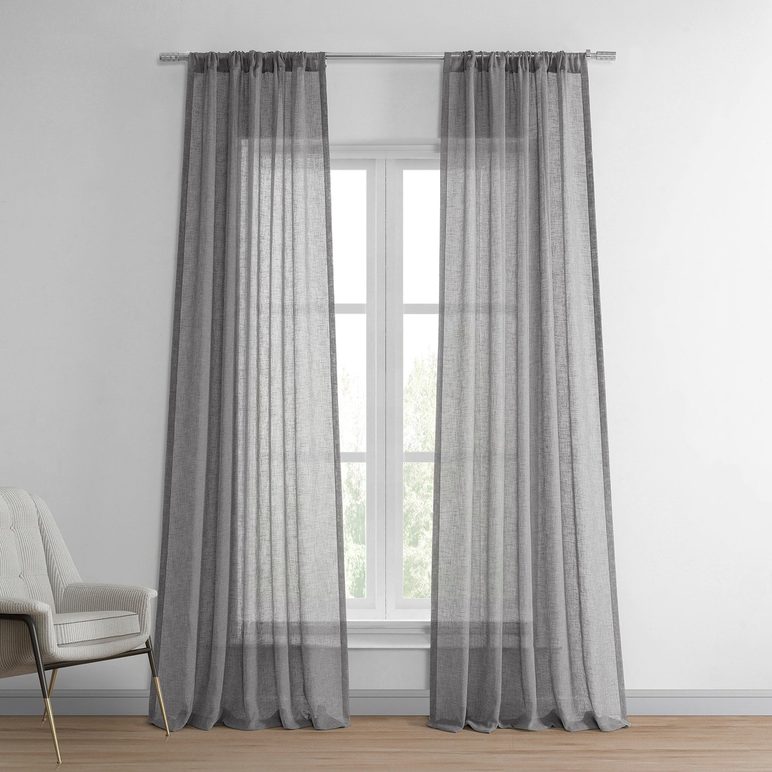 Exclusive Fabrics Solid Faux Linen Sheer Curtain (1 Panel)