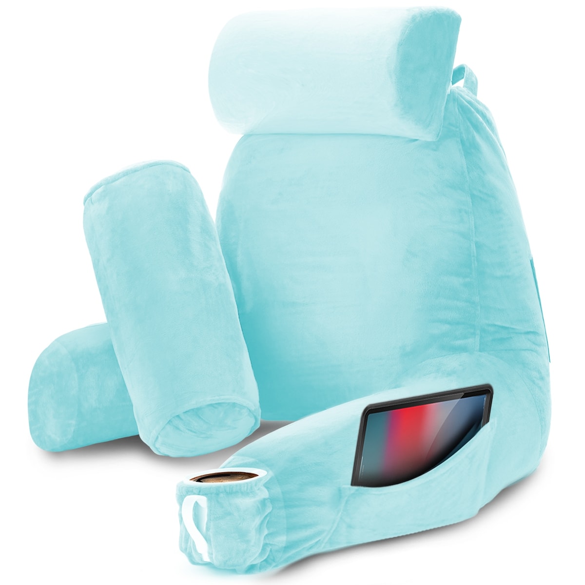 Nestl Memory Foam Reading Pillow with Backrest, Arms and Pockets