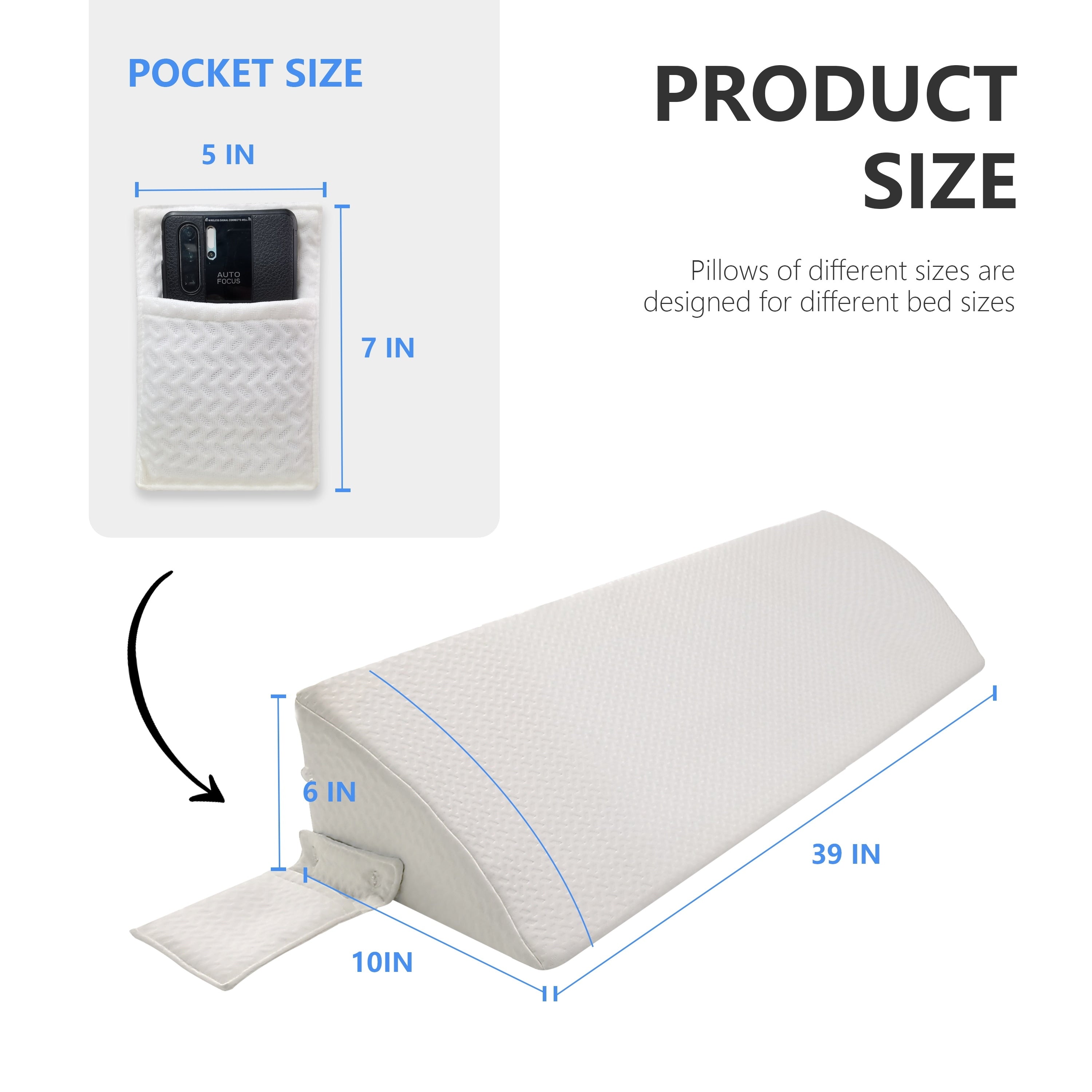 WOWMAX Bed Wedge Pillow for Headboard Gap, Bed Gap Filler, Mattress Gap Filler