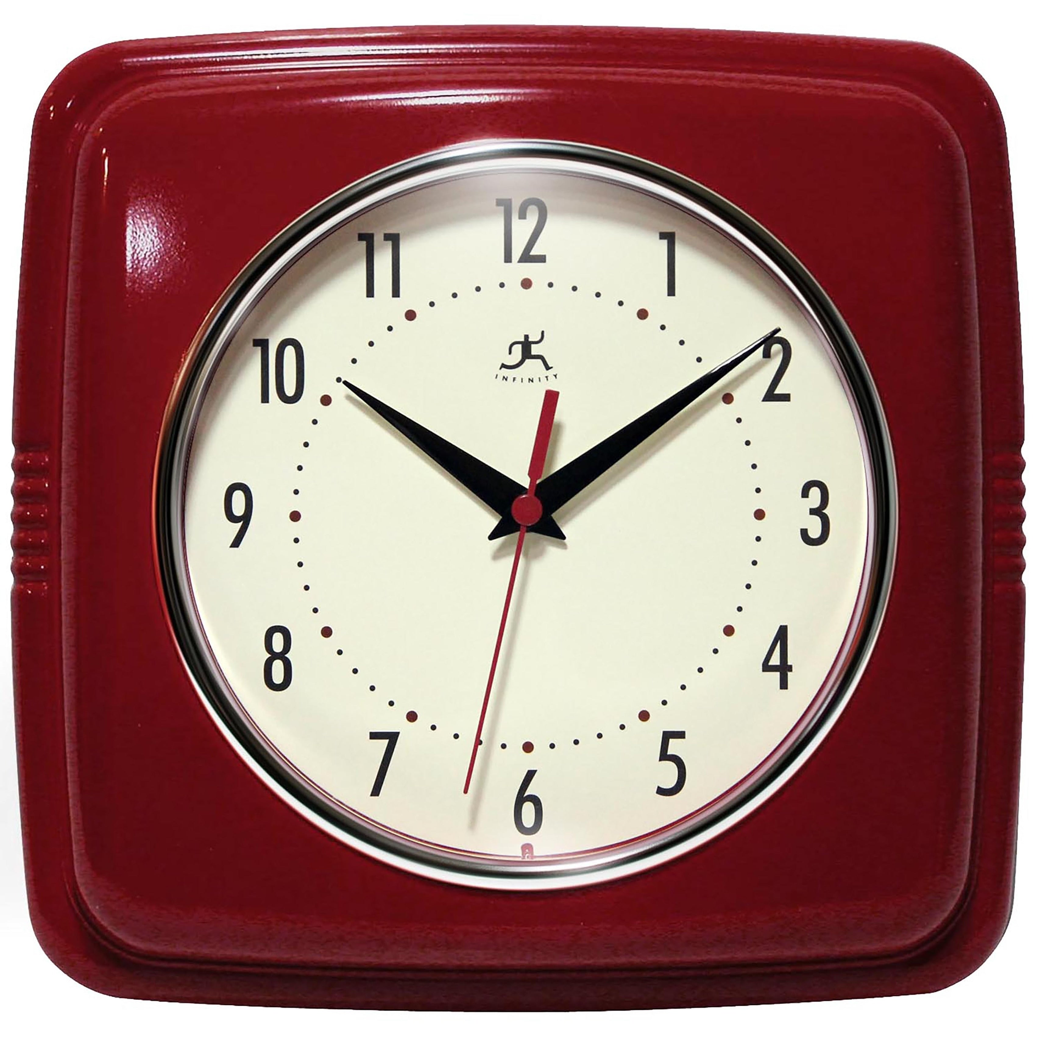 Infinity Instruments Retro 9.25-inch Square Wall Clock - 9.25 x 1.875 x 9.5