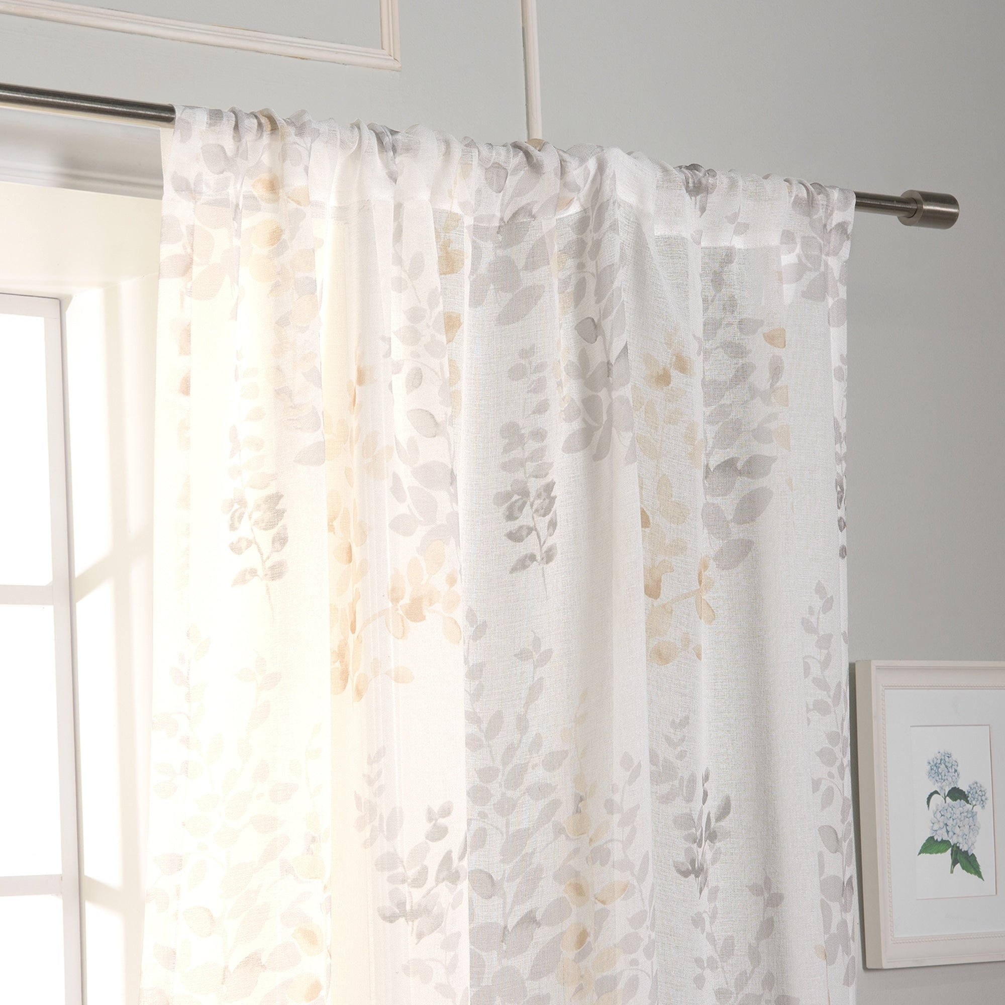 Aurora Home Sheer Watercolor Leaves Curtains