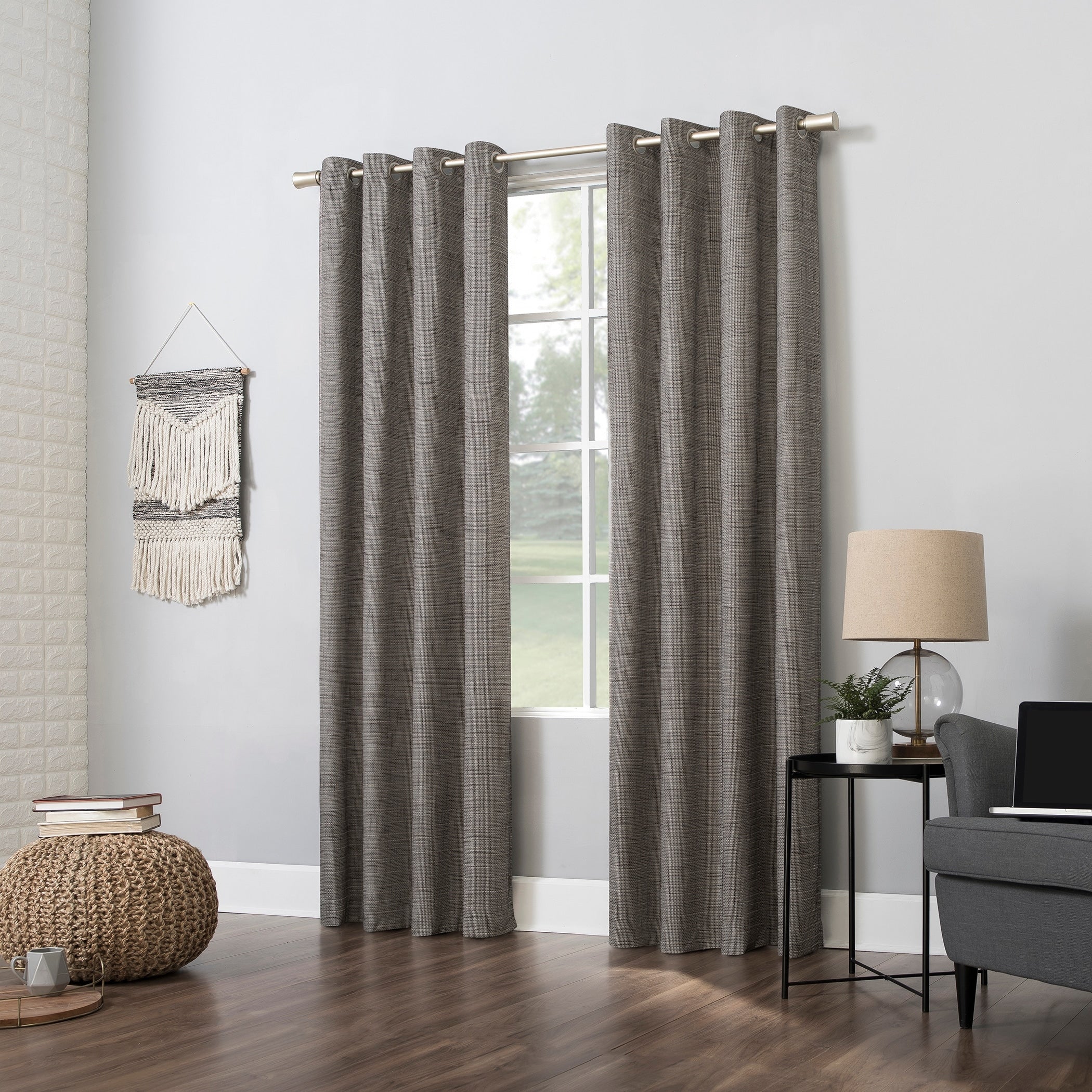 Sun Zero Kline Burlap Weave Thermal Extreme Total Blackout Grommet Curtain Panel, Single Panel