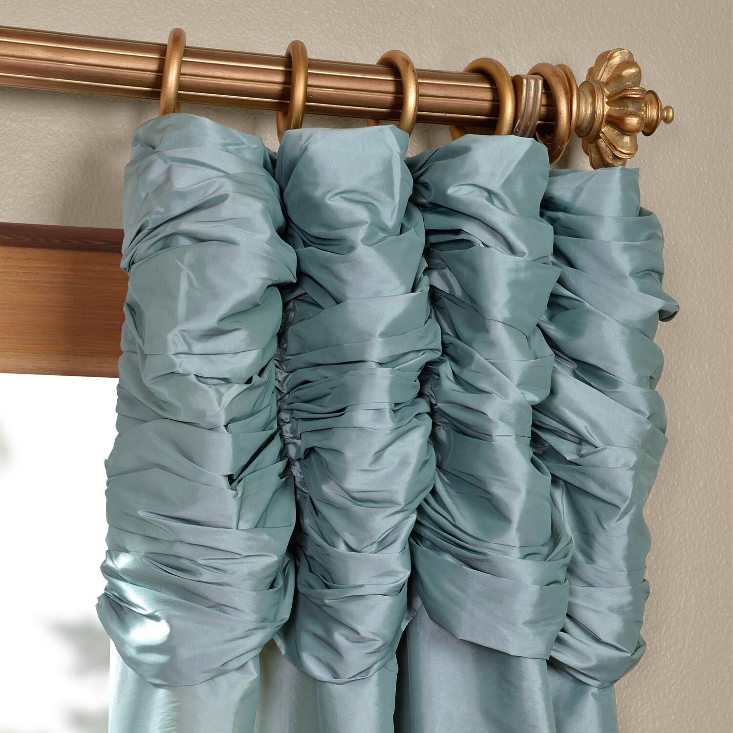 Exclusive Fabrics Single Ruched Faux Solid Taffeta Curtain (1 Panel)