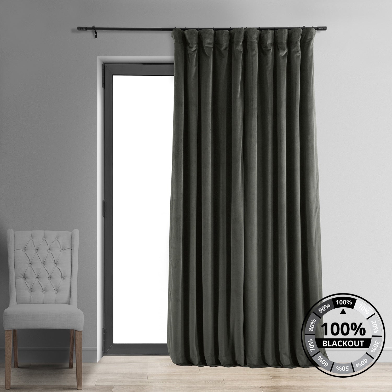 Exclusive Fabrics Signature Extra Wide Blackout Velvet Curtains (1 Panel) - Luxurious Blackout Drapes