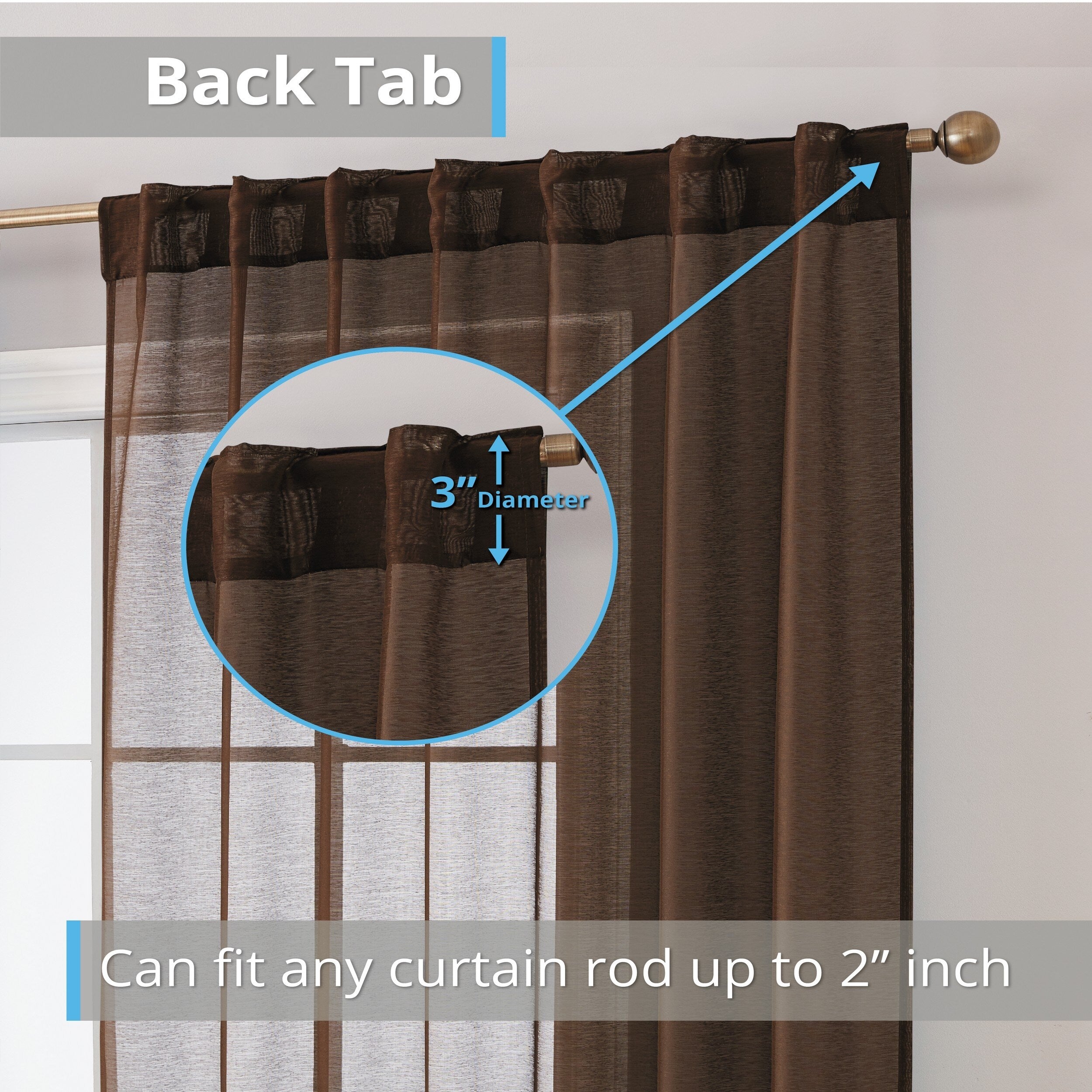 HLC.me Lauren Semi Sheer Rod Pocket & Back Tab Window Curtains Panels, Set of 2