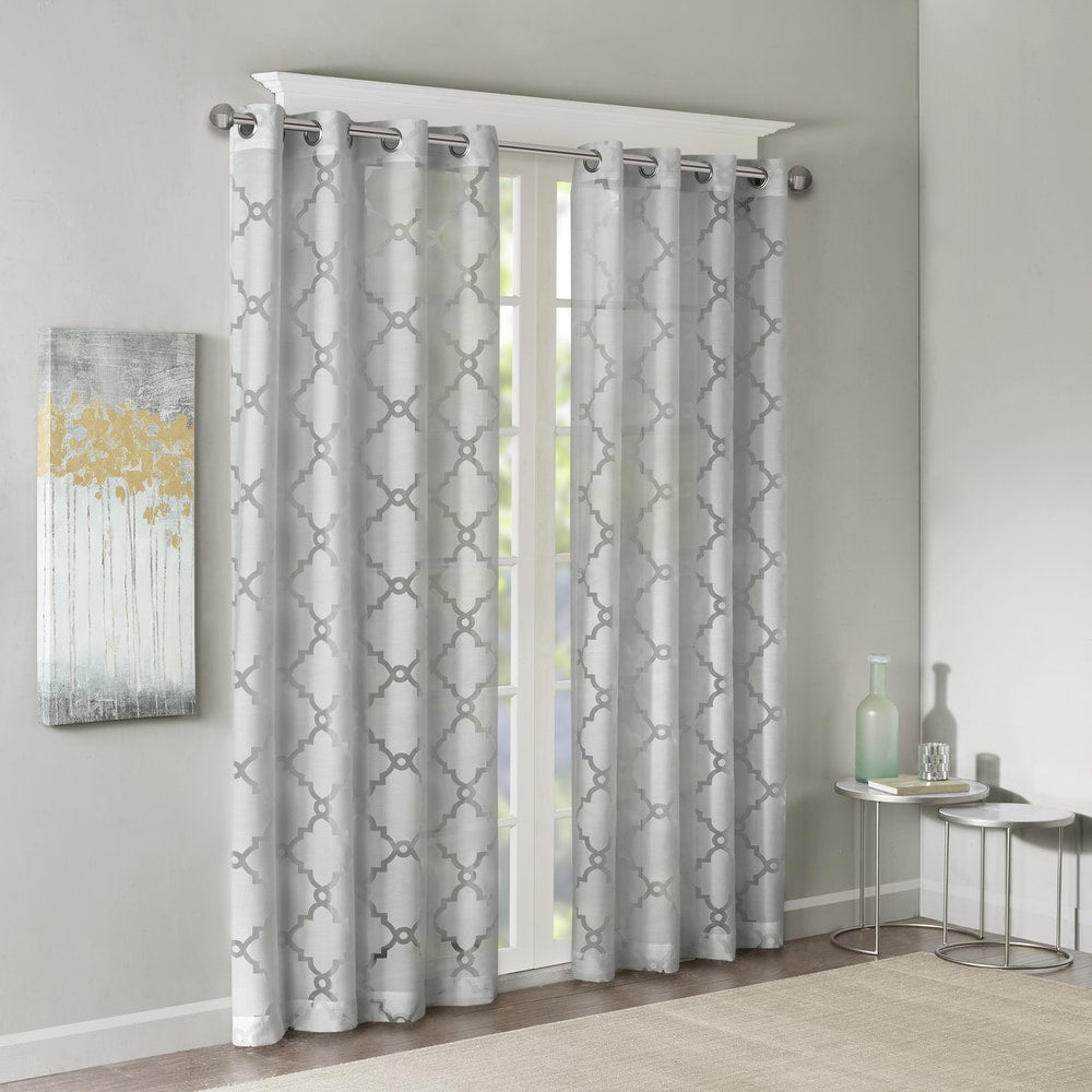 Madison Park Laya Fretwork Burnout Sheer Curtain Panel