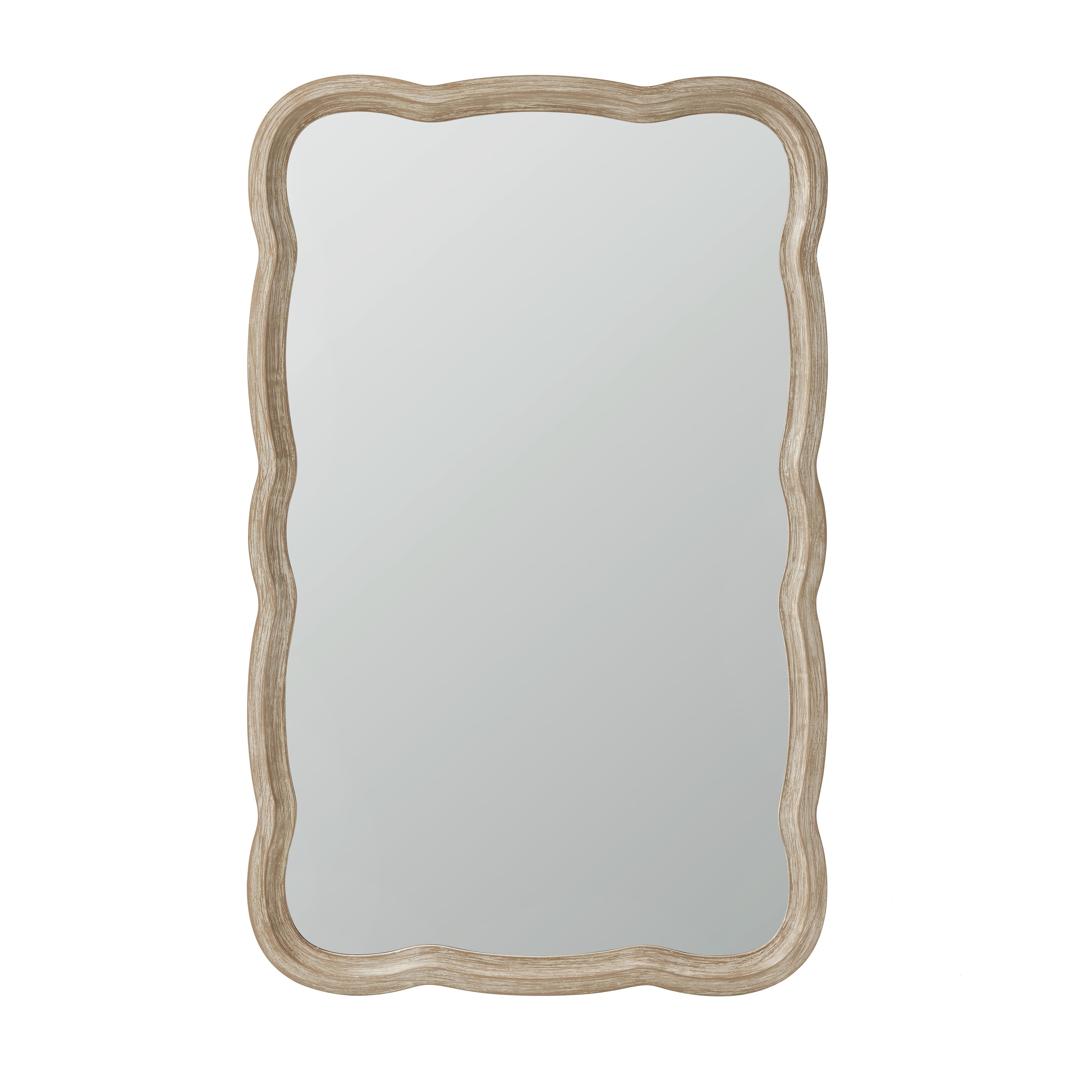 COZAYH Curved Scallop Wood Frame Accent Mirror