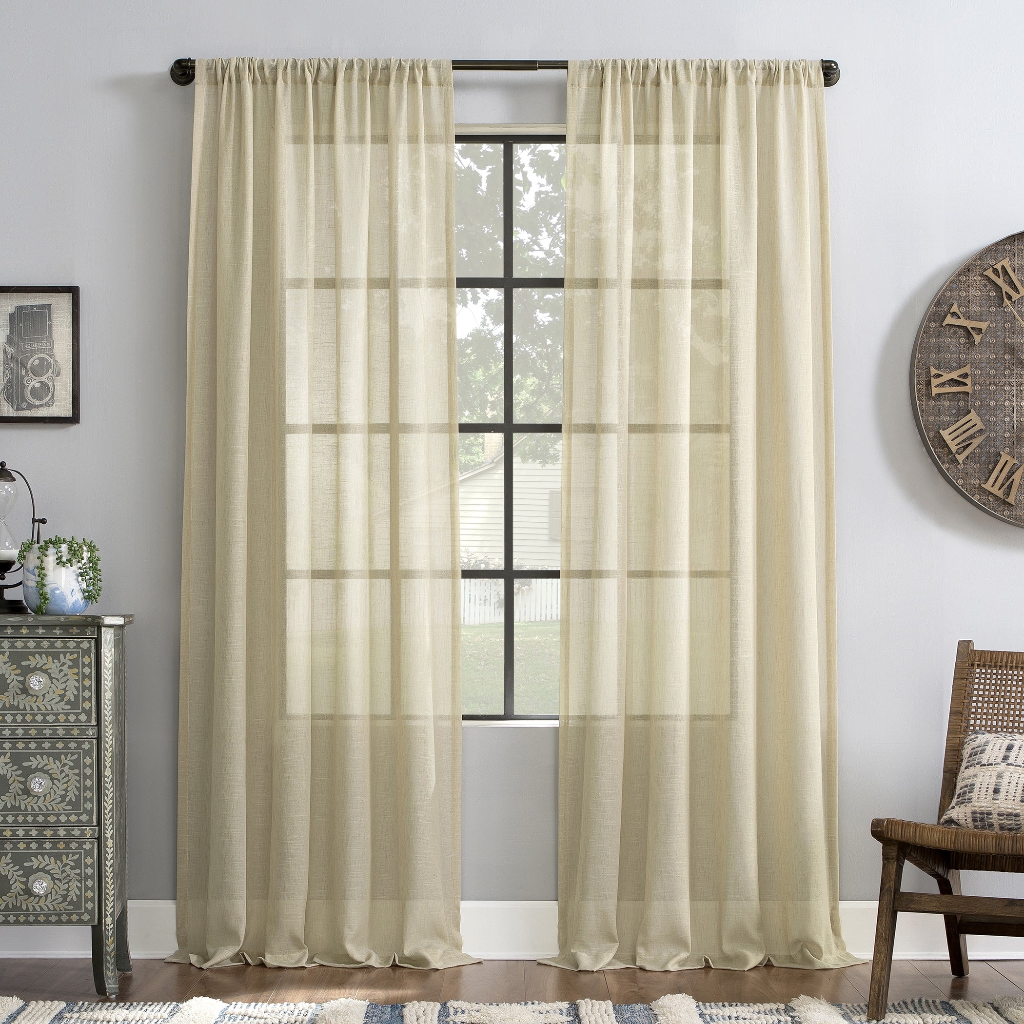 Archaeo Slub Textured Linen Blend Curtain, Single Panel