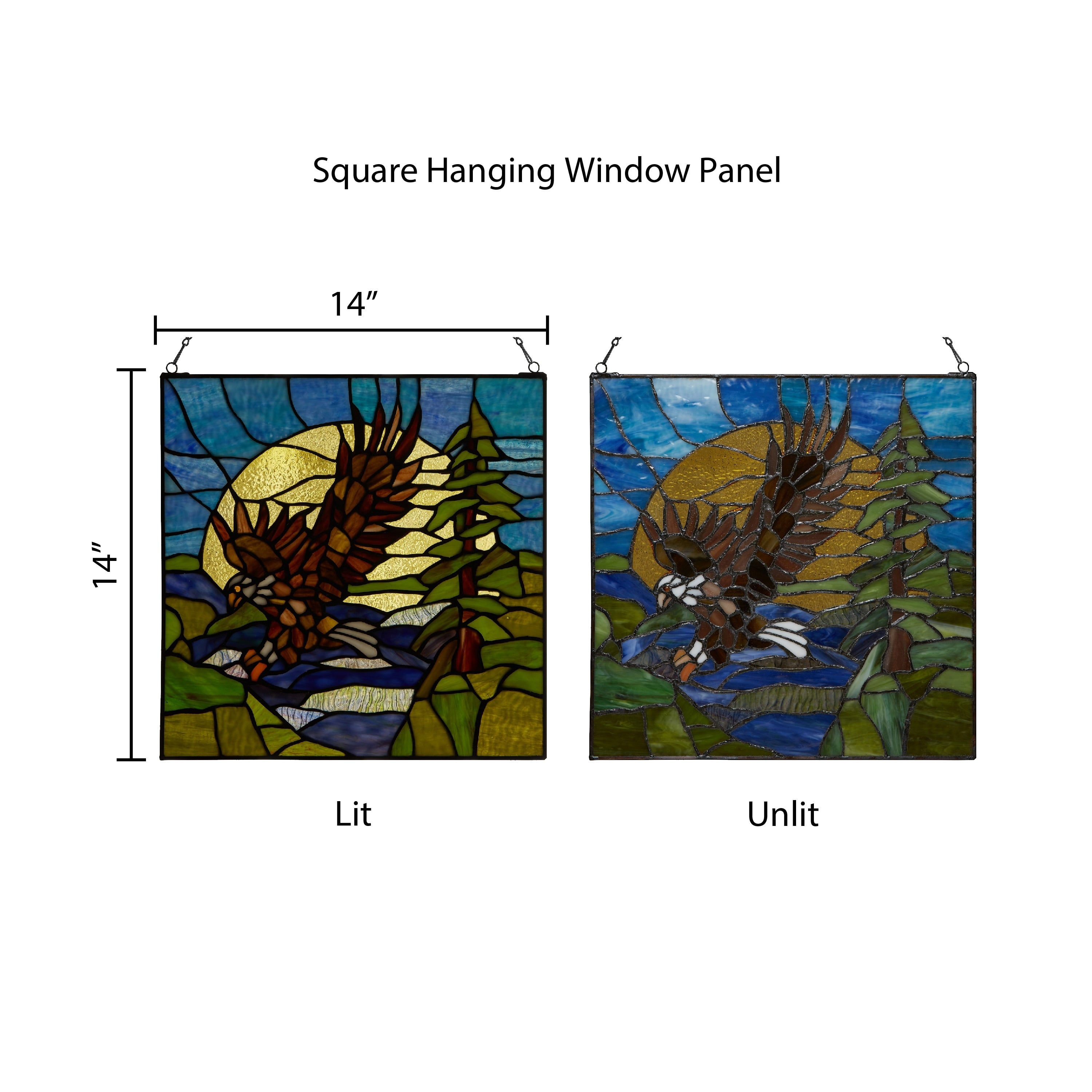 River of Goods Bald Eagle in Flight River of Goods Stained Glass Window Panel - 14 x 0.25 x 14