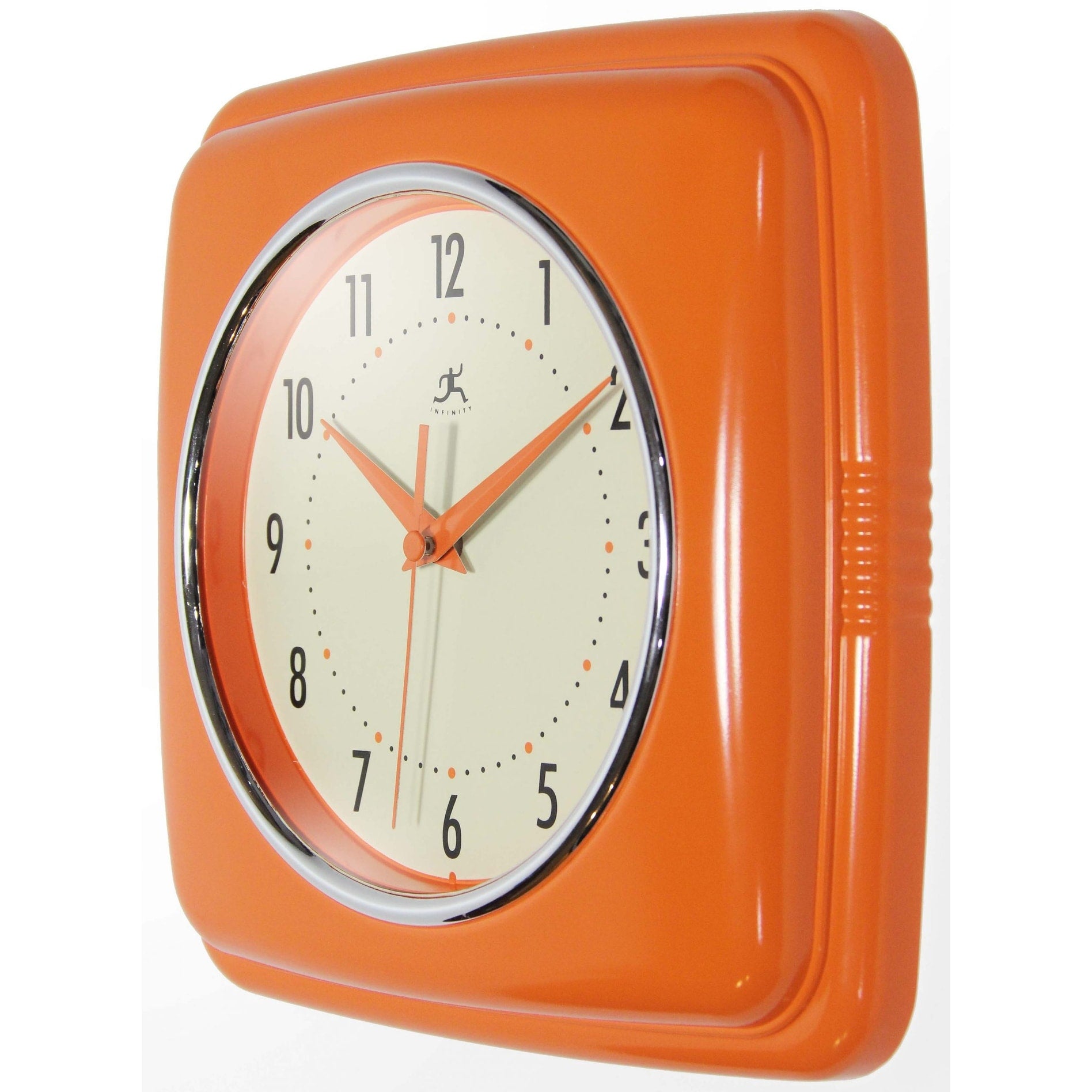 Infinity Instruments Retro 9.25-inch Square Wall Clock - 9.25 x 1.875 x 9.5