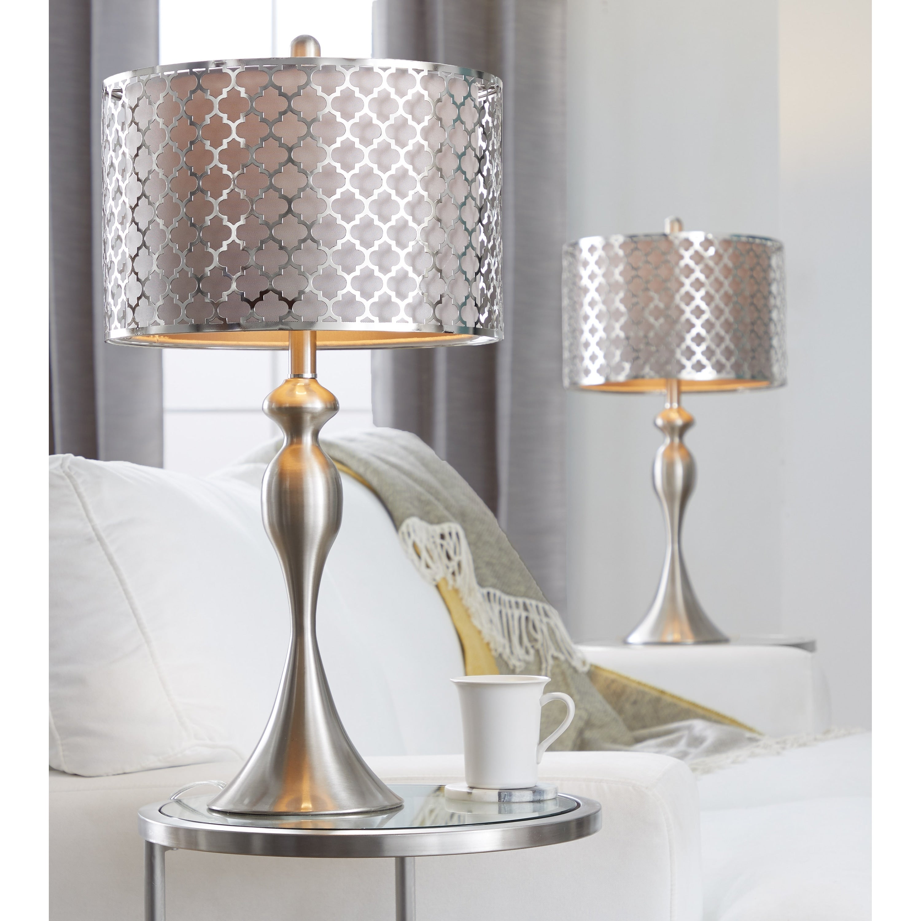 Ashland 27 Metal Table Lamp with Laser Cut Detail (Set of 2) - 27