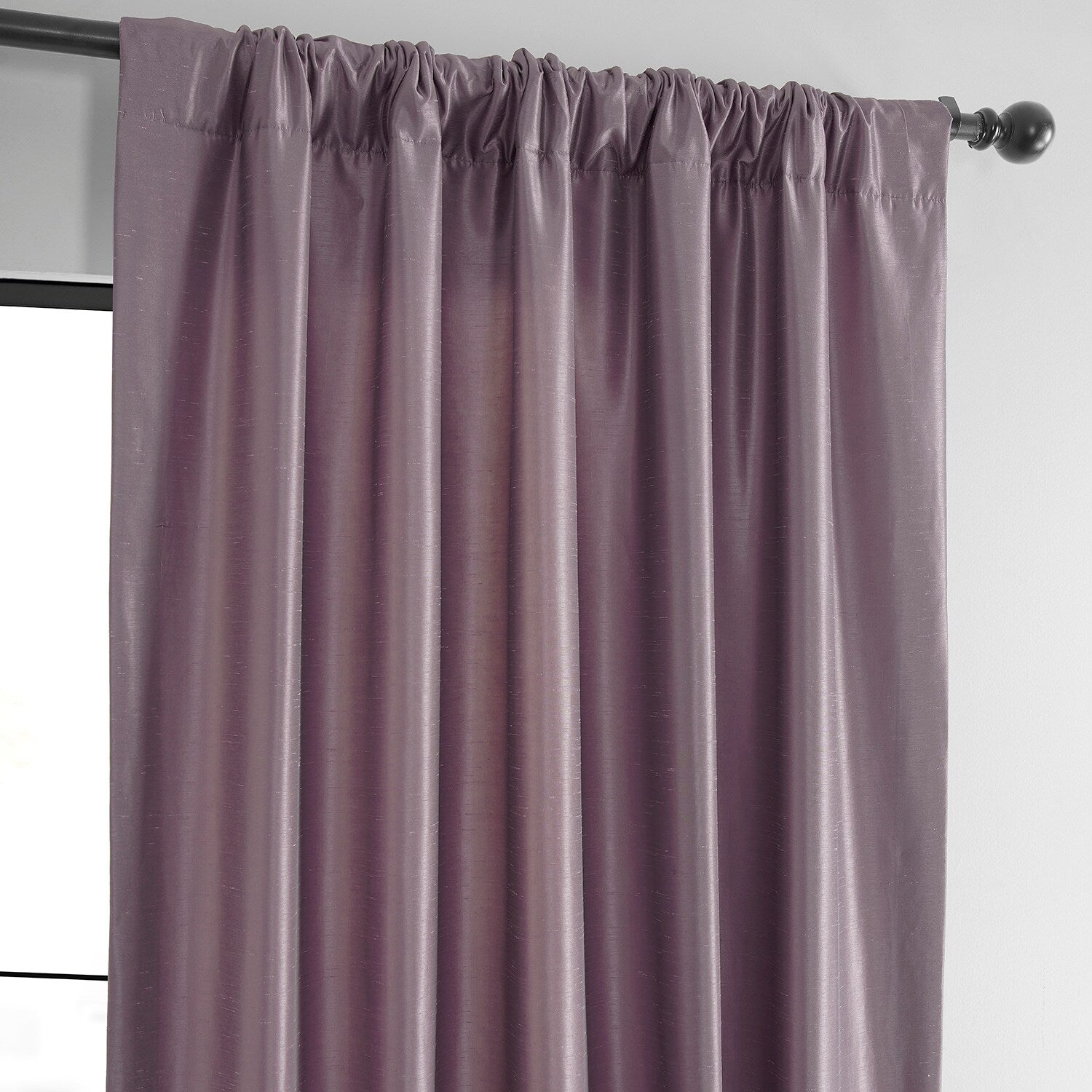 Exclusive Fabrics Smokey Plum Vintage Textured Faux Dupioni Silk Curtain Panel