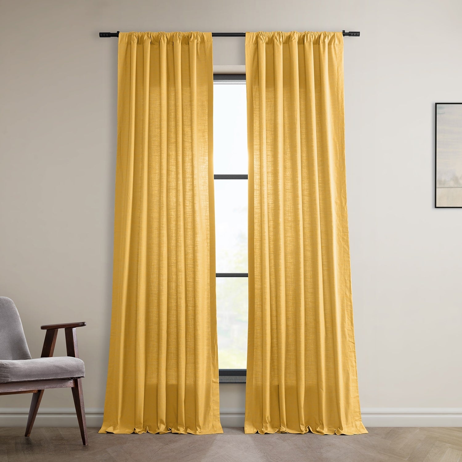 Exclusive Fabrics Dune Textured Solid Cotton Curtain Pair (2 Panels)