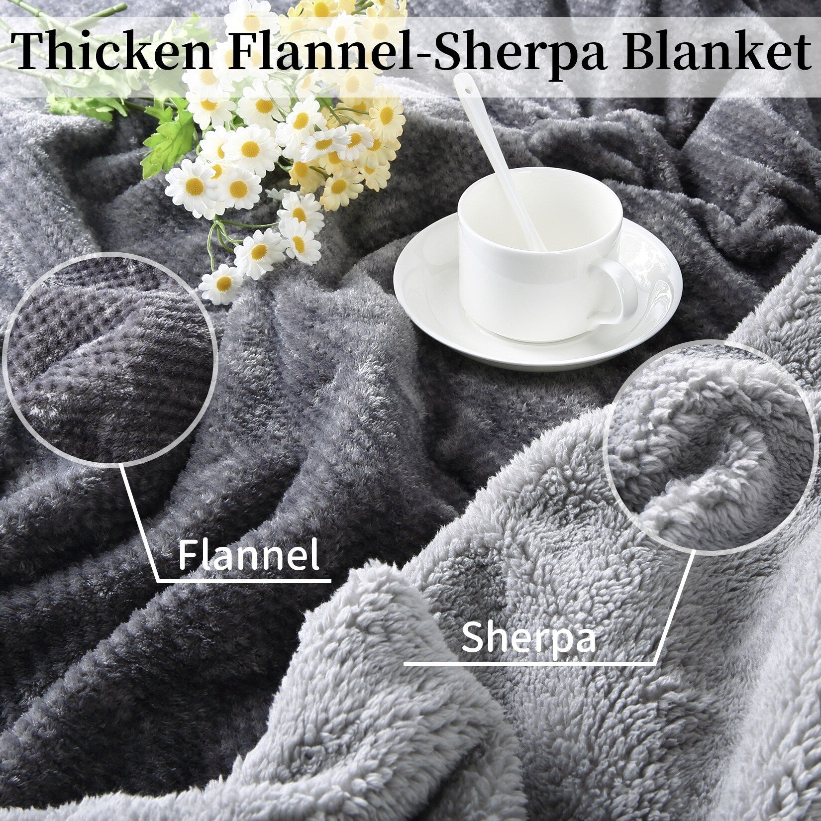 Flannel Sherpa Heating Blanket with 5 Heat Settings