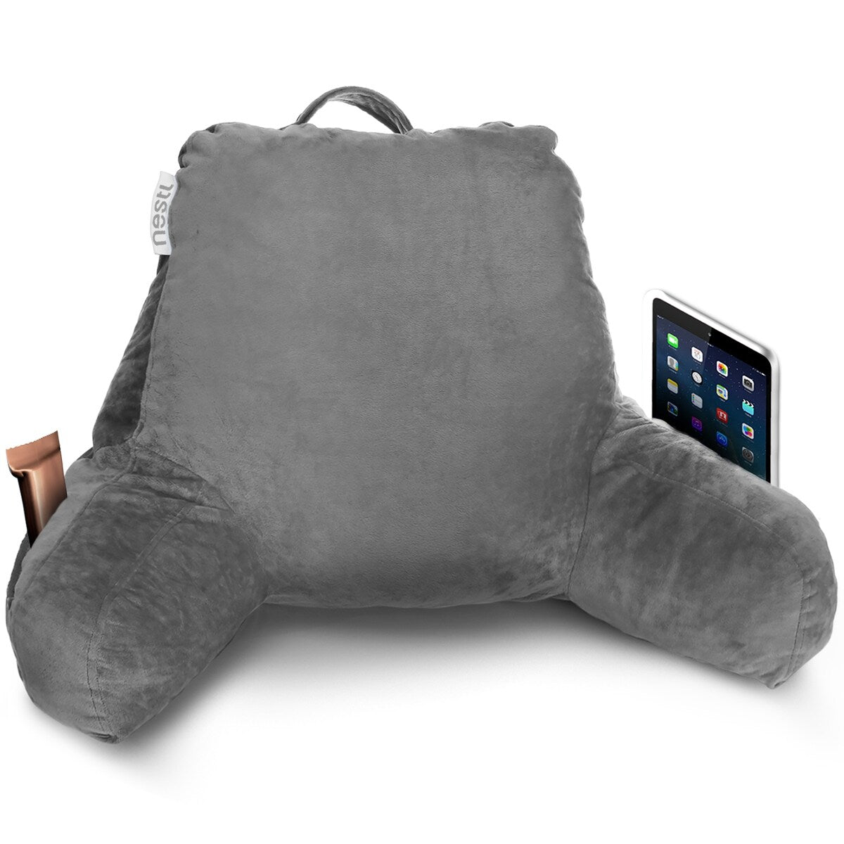 Nestl Memory Foam Reading Pillow with Backrest, Arms and Pockets