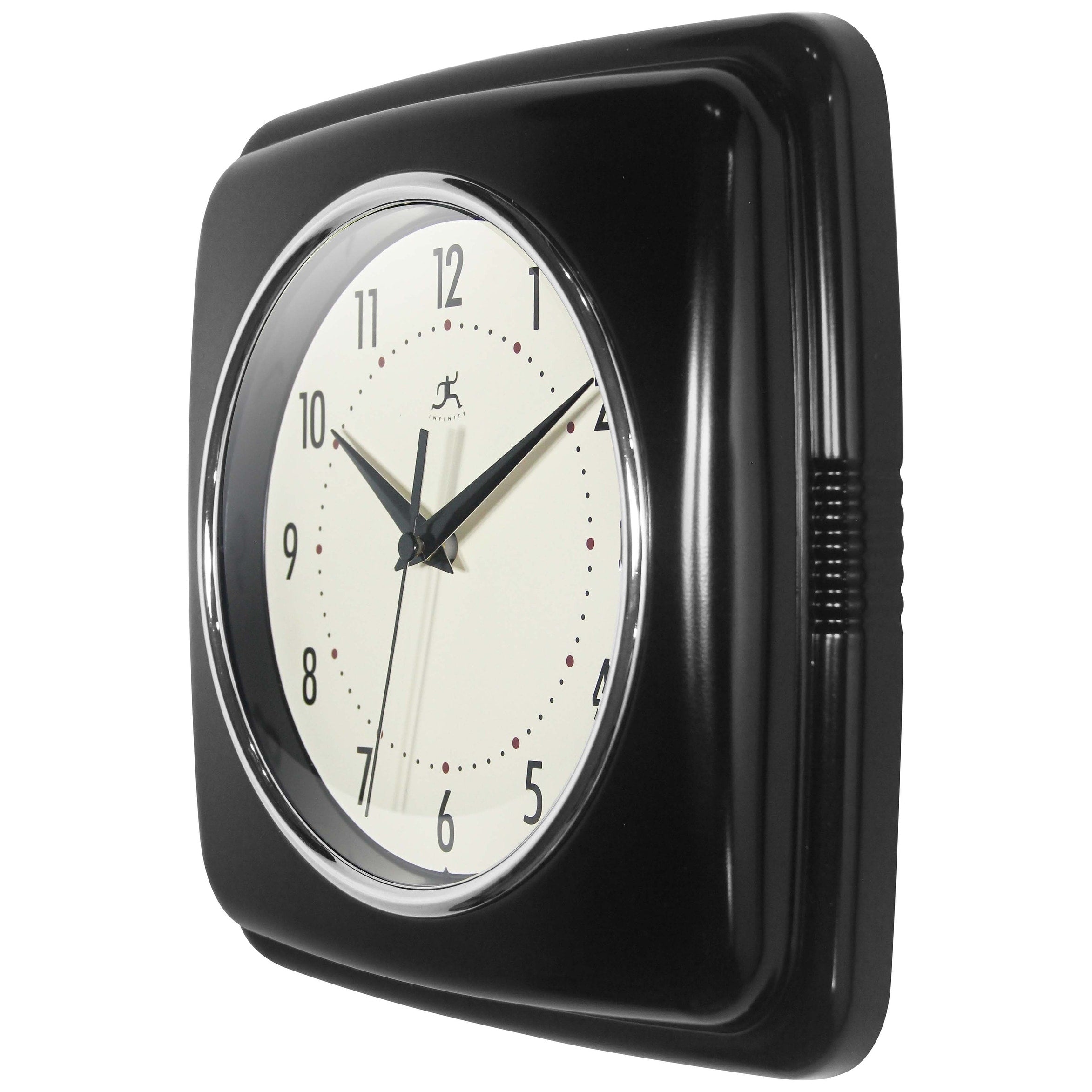 Infinity Instruments Retro 9.25-inch Square Wall Clock - 9.25 x 1.875 x 9.5