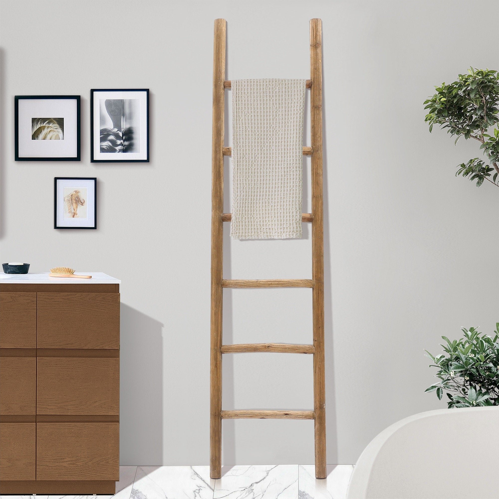 Rustic Natural Wood 6ft Decorative Blanket Ladder - 74.4 H x 18.9 W x 2 D