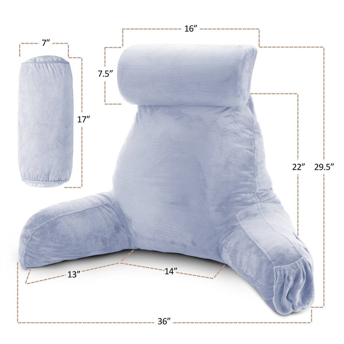 Nestl Memory Foam Reading Pillow with Backrest, Arms and Pockets