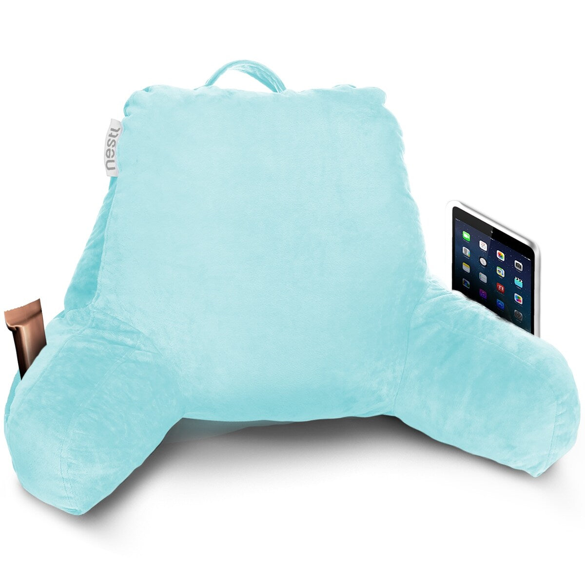 Nestl Memory Foam Reading Pillow with Backrest, Arms and Pockets