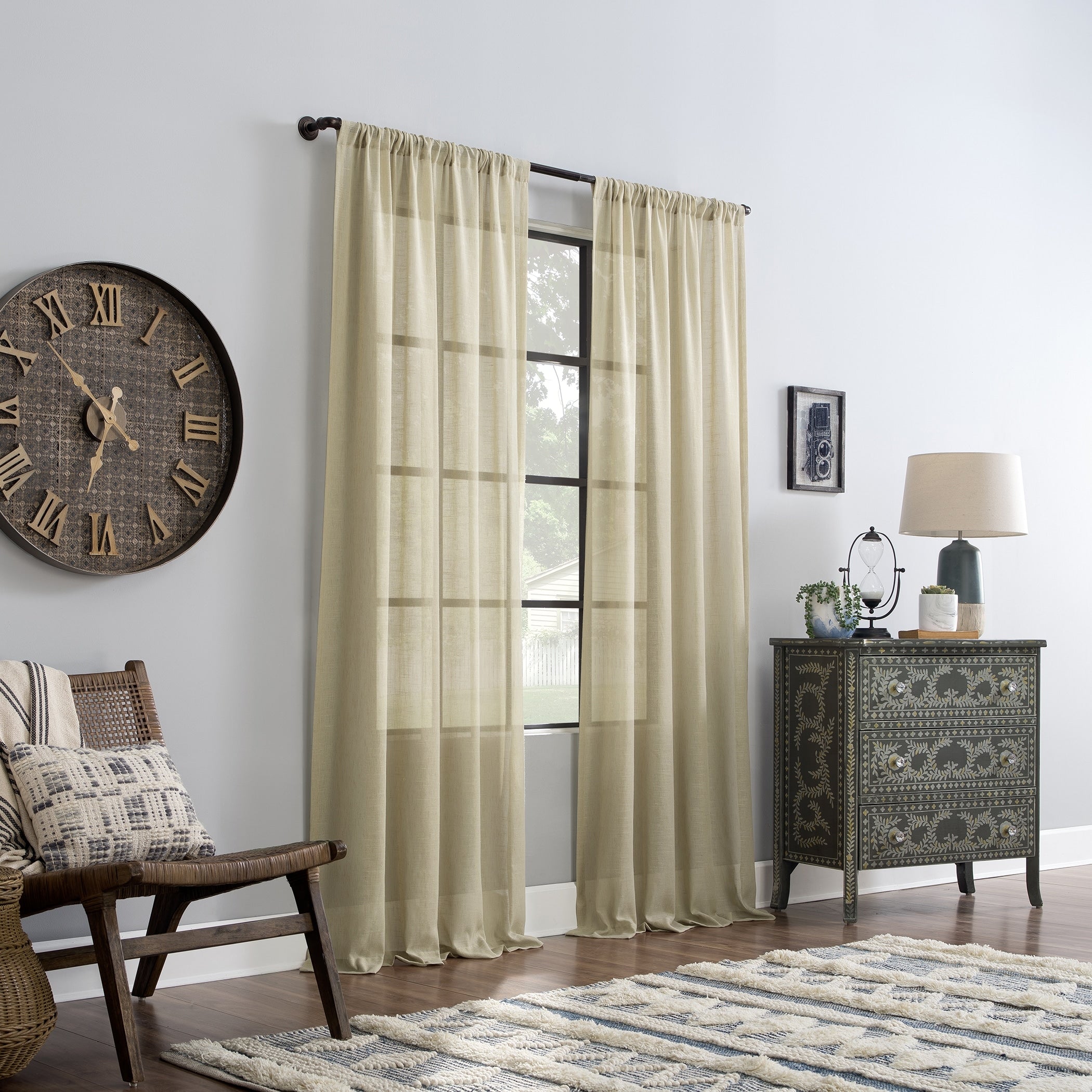 Archaeo Slub Textured Linen Blend Curtain, Single Panel