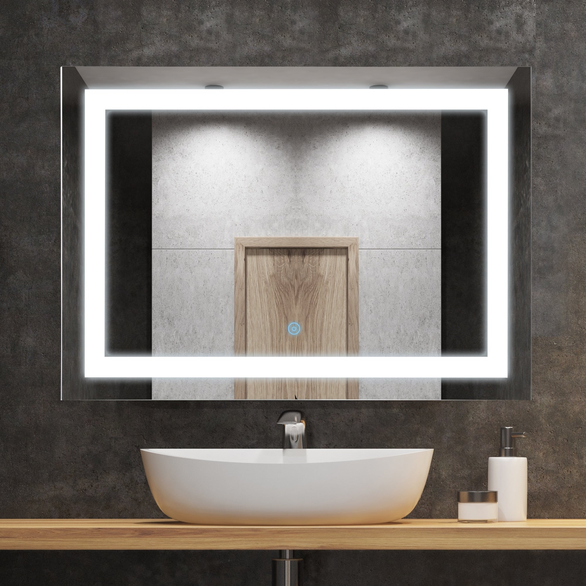 HOMCOM 28 LED Illuminated Bathroom Wall Vanity Mirror with Outline LEDs, Adjustable Horizontally or Vertically, Silver