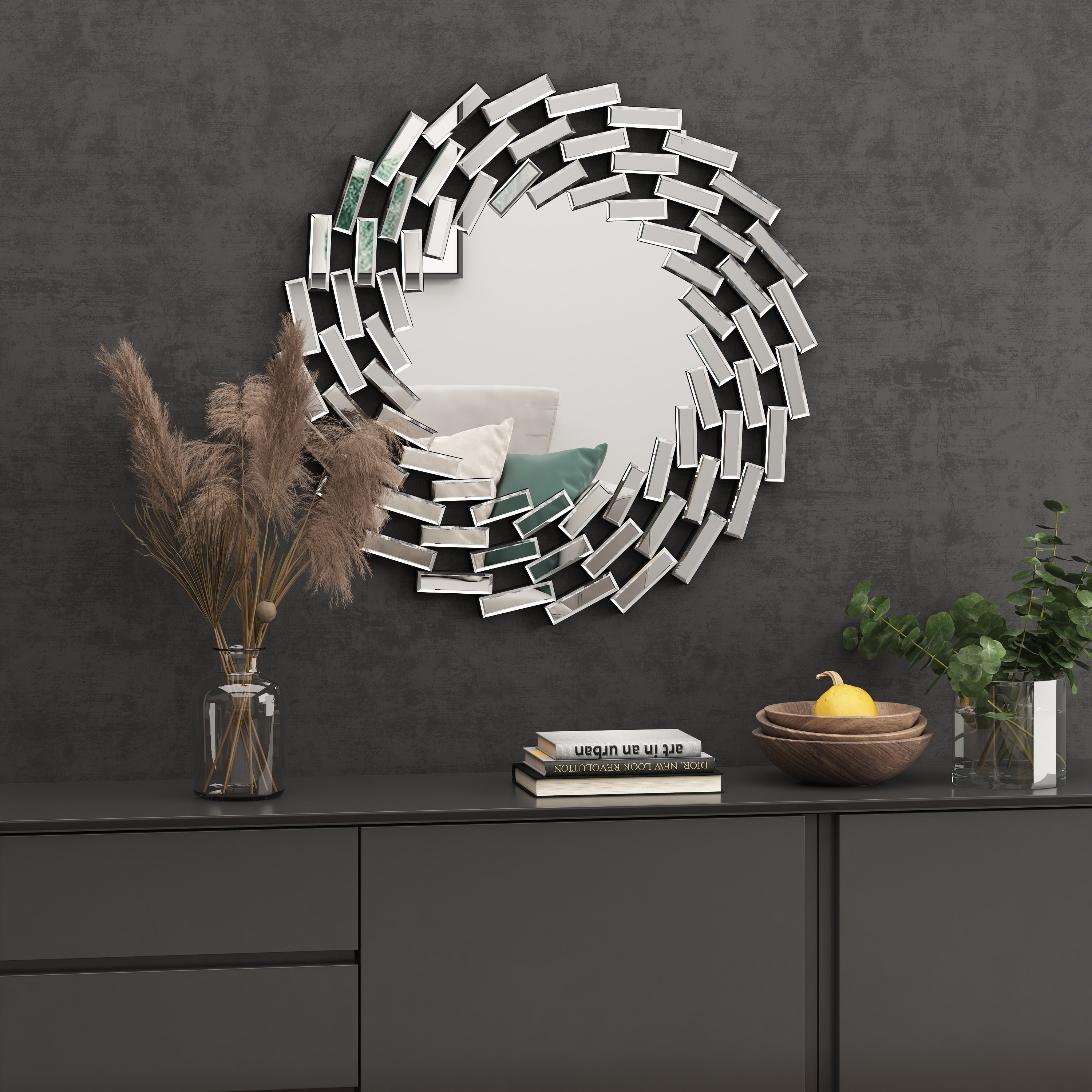 Sunburst Shape Wall Mirror Round Accent Mirror